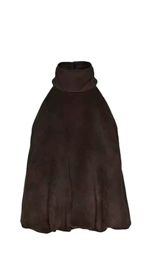 AIIZIE SUEDE HALTER TOP IN BROWN - product image