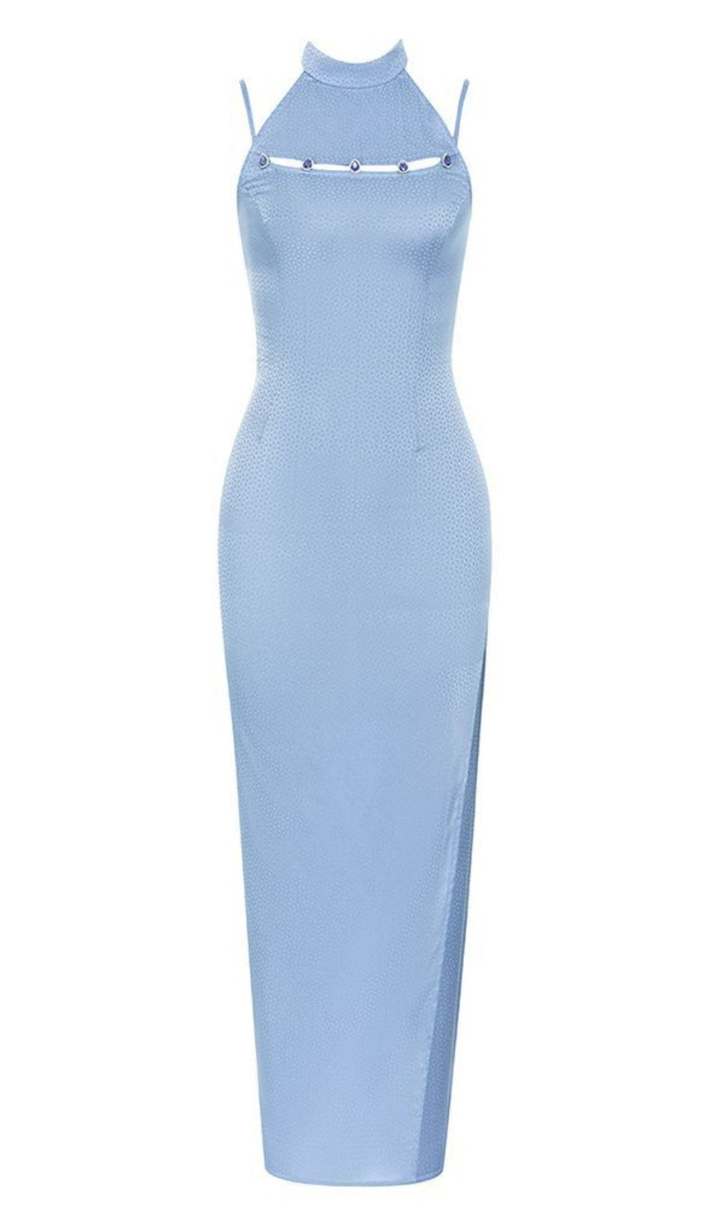 Neckholder-Midikleid mit Schlitz in Hellblau 