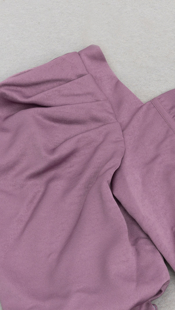 AIIZIE PUFF - SLEEVE RUCHED MERMAID MAXI DRESS IN LILAC - product image