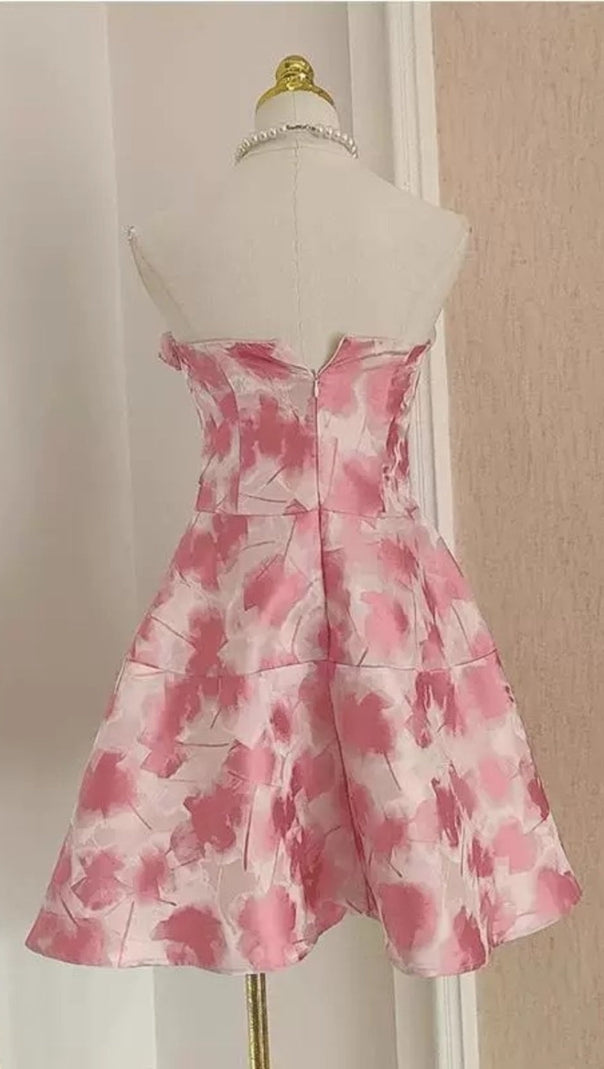 AIIZIE 3D FLORAL JACQUARD MINI DRESS IN PINK - product image