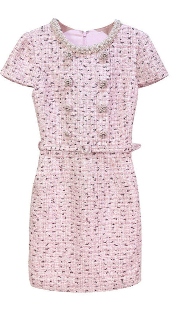 AIIZIE EMBELLISHED BOUCLÉ MINI DRESS IN PINK - product image