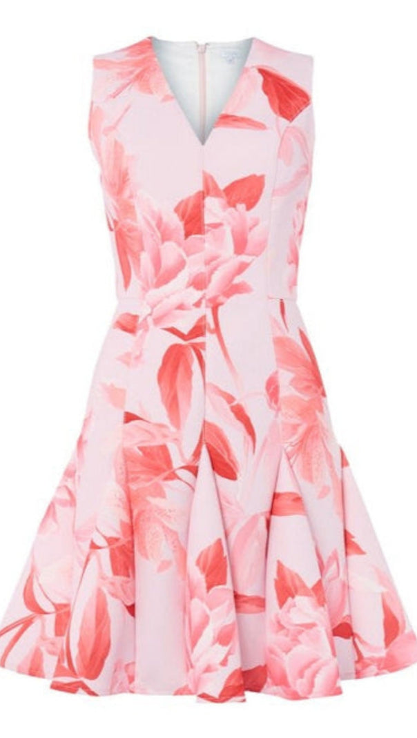 AIIZIE SHERRY MULTI PINK FLORAL PRINT V-NECK MINI DRESS - product image