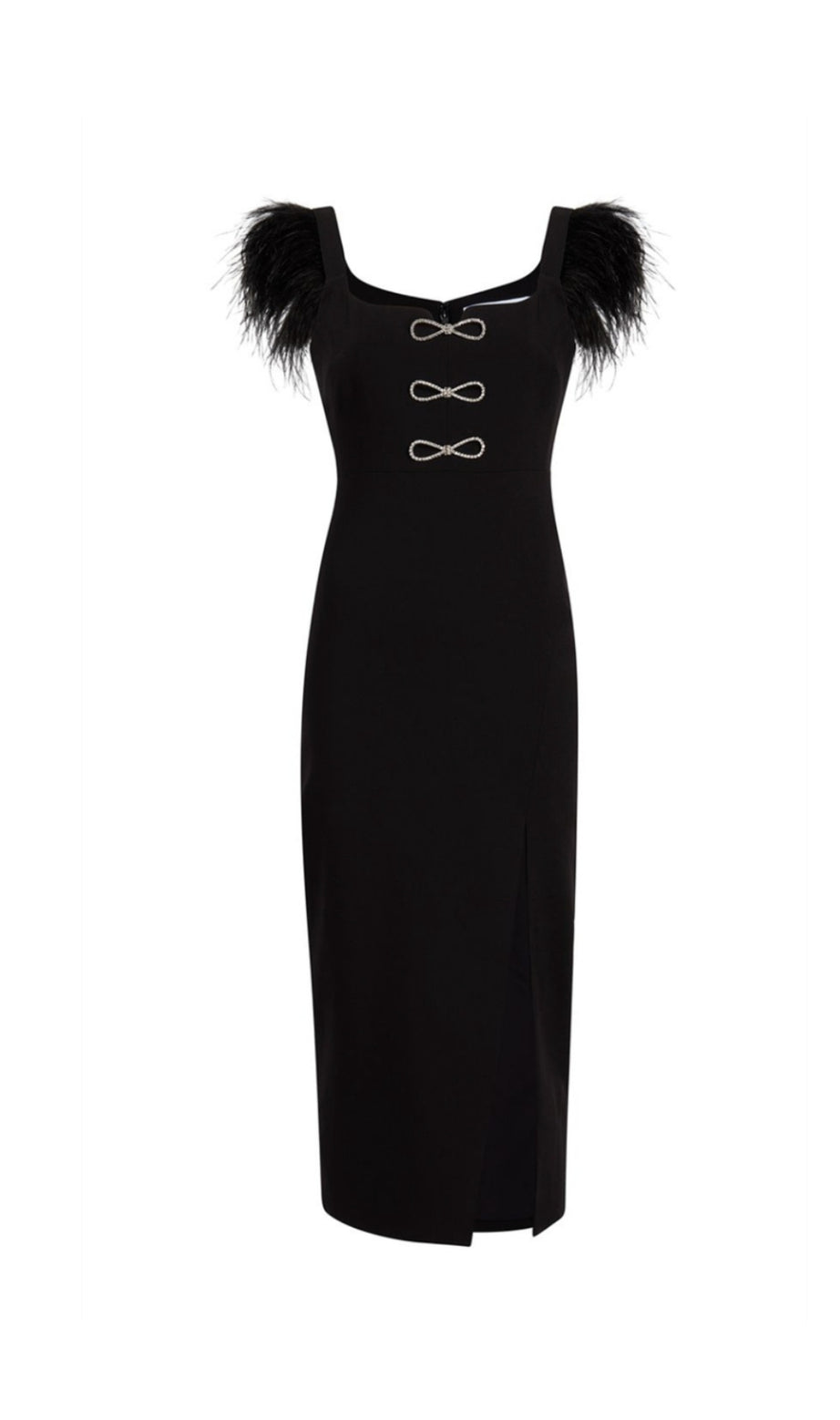 josephine Bows High Slit Diamond Bandage Midi Dress