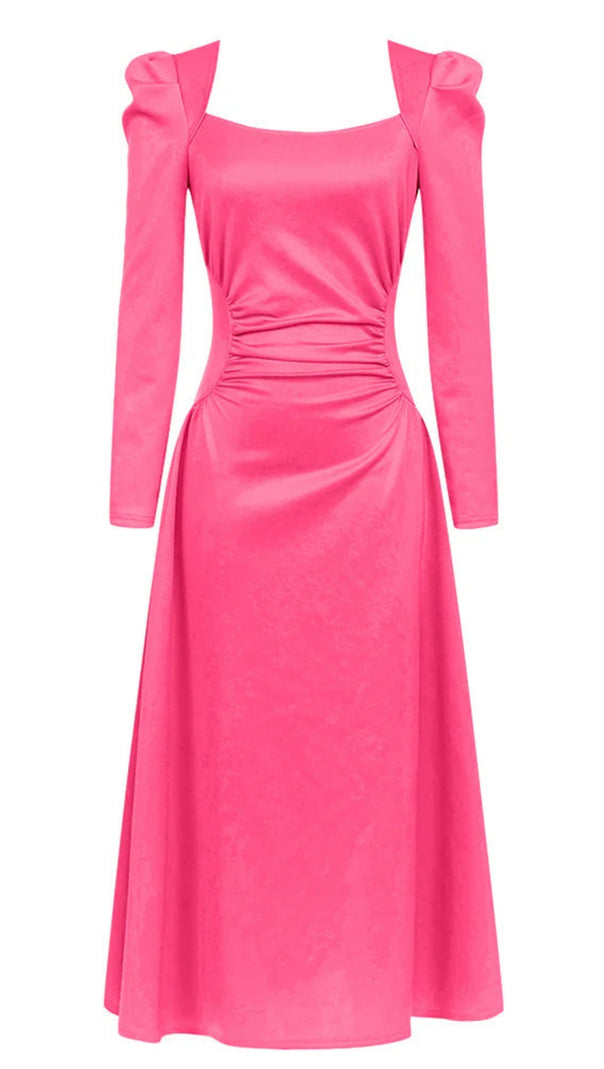 AIIZIE SQUARE NECK PLEATED MAXI DRESS IN PINK - product image