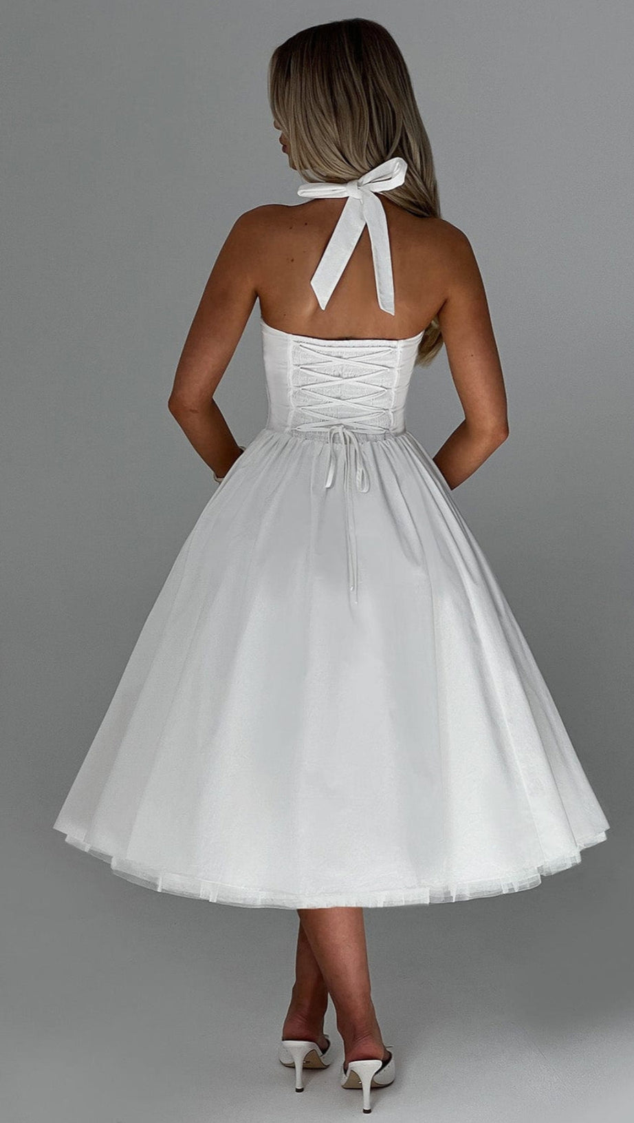 CRESSIDA MIDI DRESS - IVORY