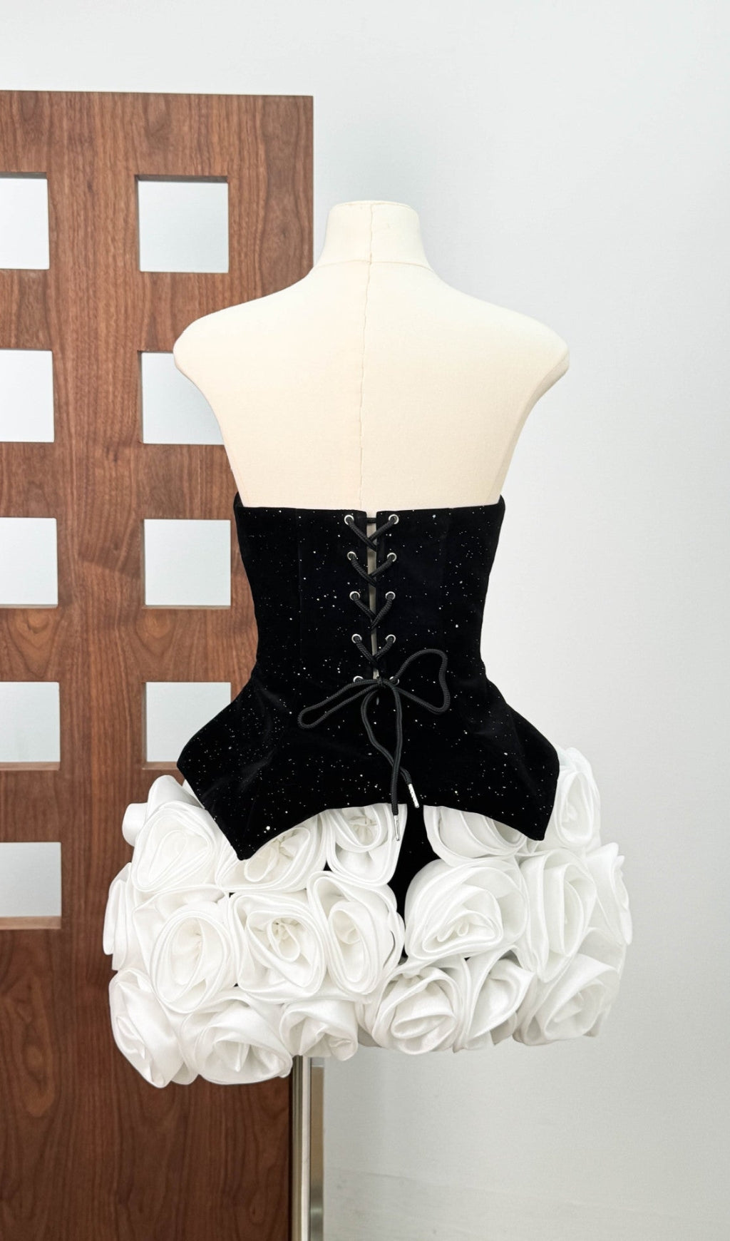 AIIZIE DORIS 3D FLOWER SEQUIN STRAPLESS MINI DRESS IN BLACK - product image