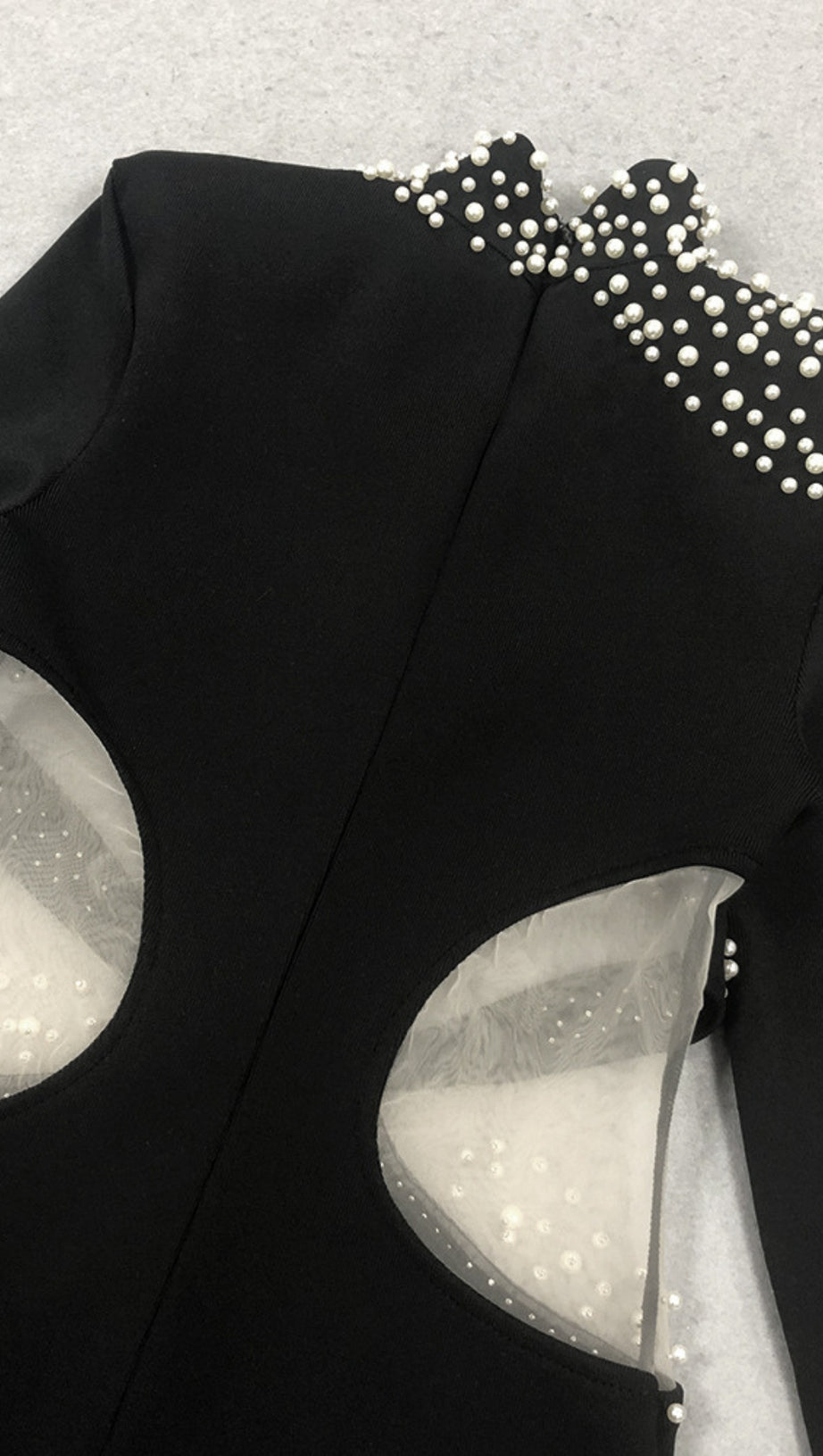 PEARL - EMBELLISHED CUTOUT MERMAID GOWN IN BLACK