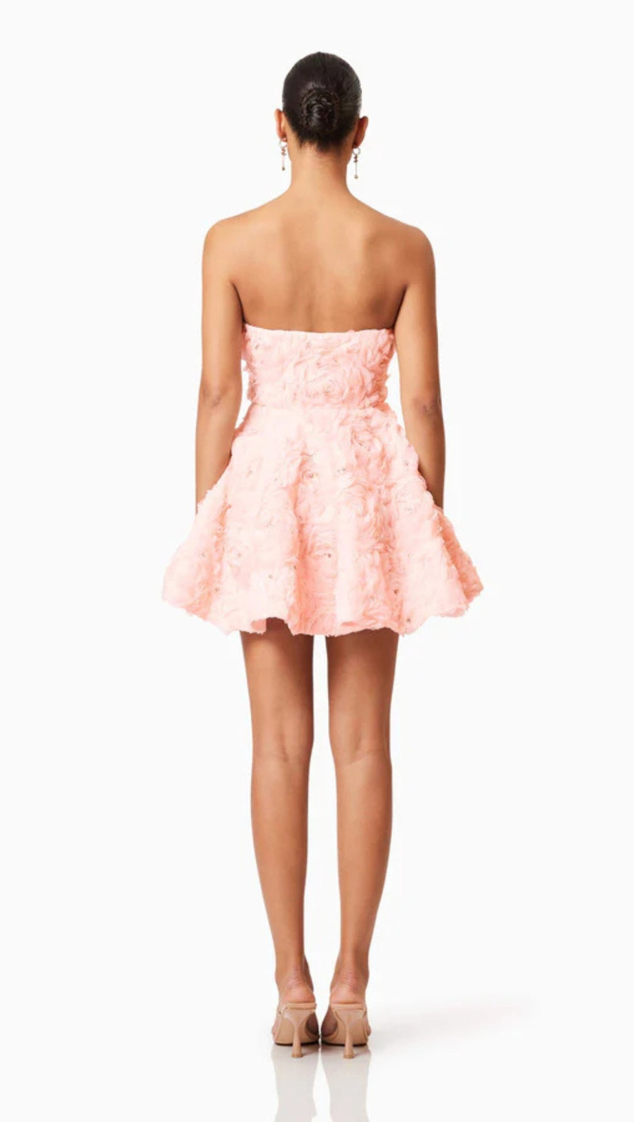 FLOWER RHINESTONE STRAPLESS MINI DRESS IN PINK