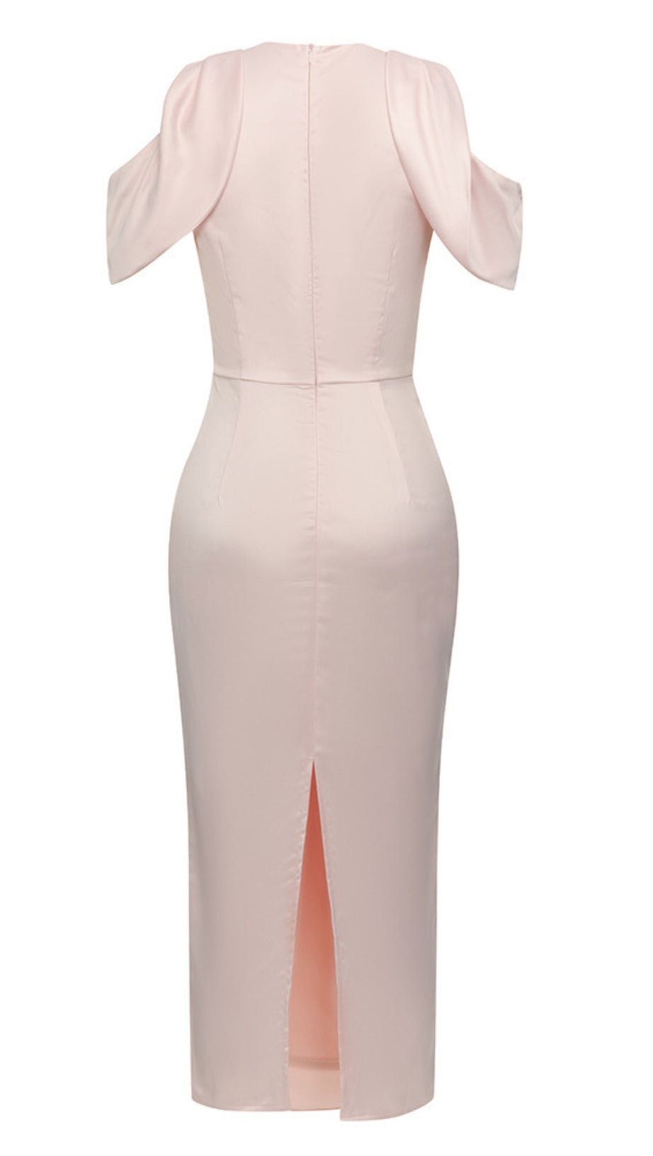 Cold-Shoulder-Midikleid mit Schleifendetail und Schlitz in Hellrosa 