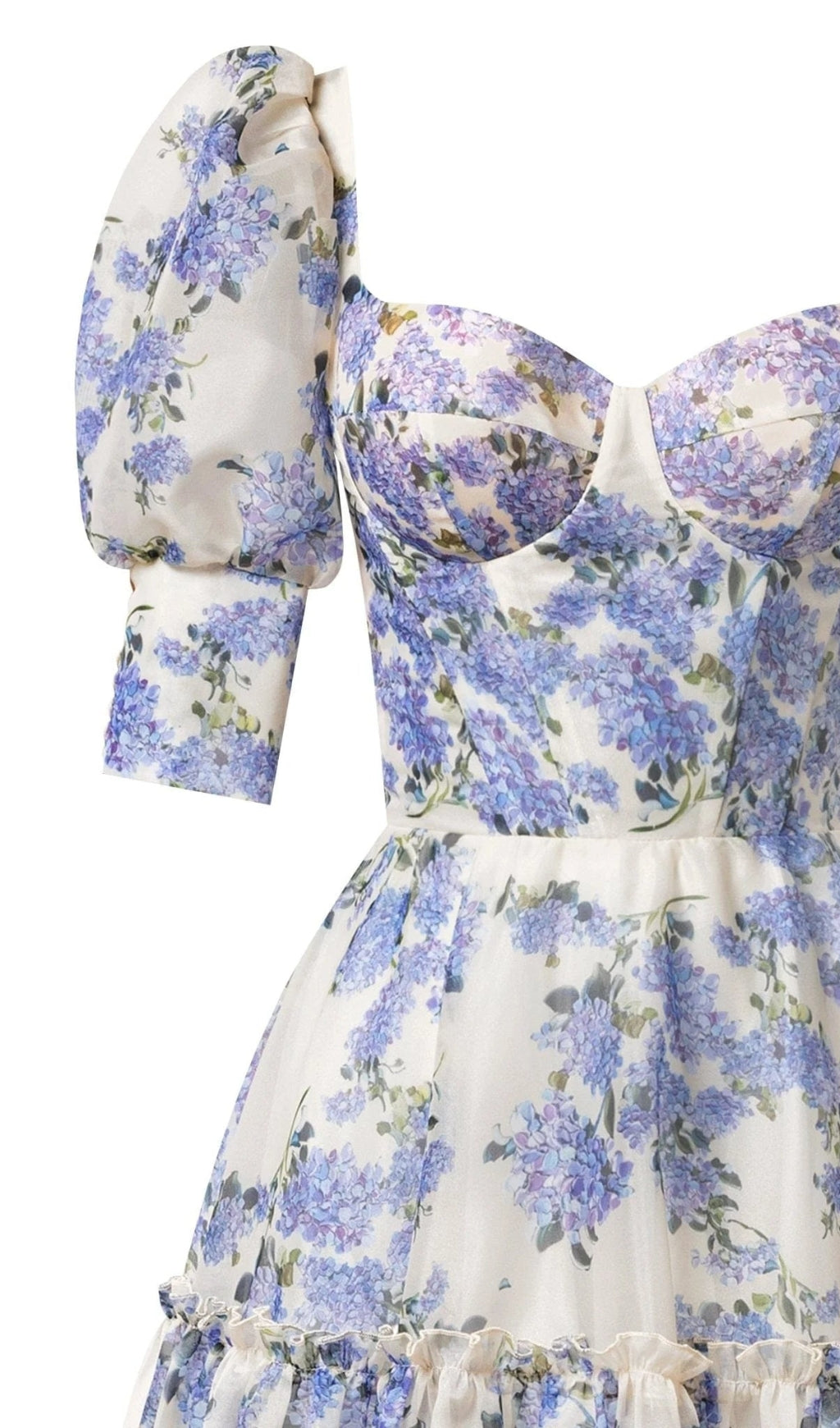 AIIZIE HYDRANGEA PRINT VOLUMINOUS SLEEVES MAXI DRESS IN BLUE - product image