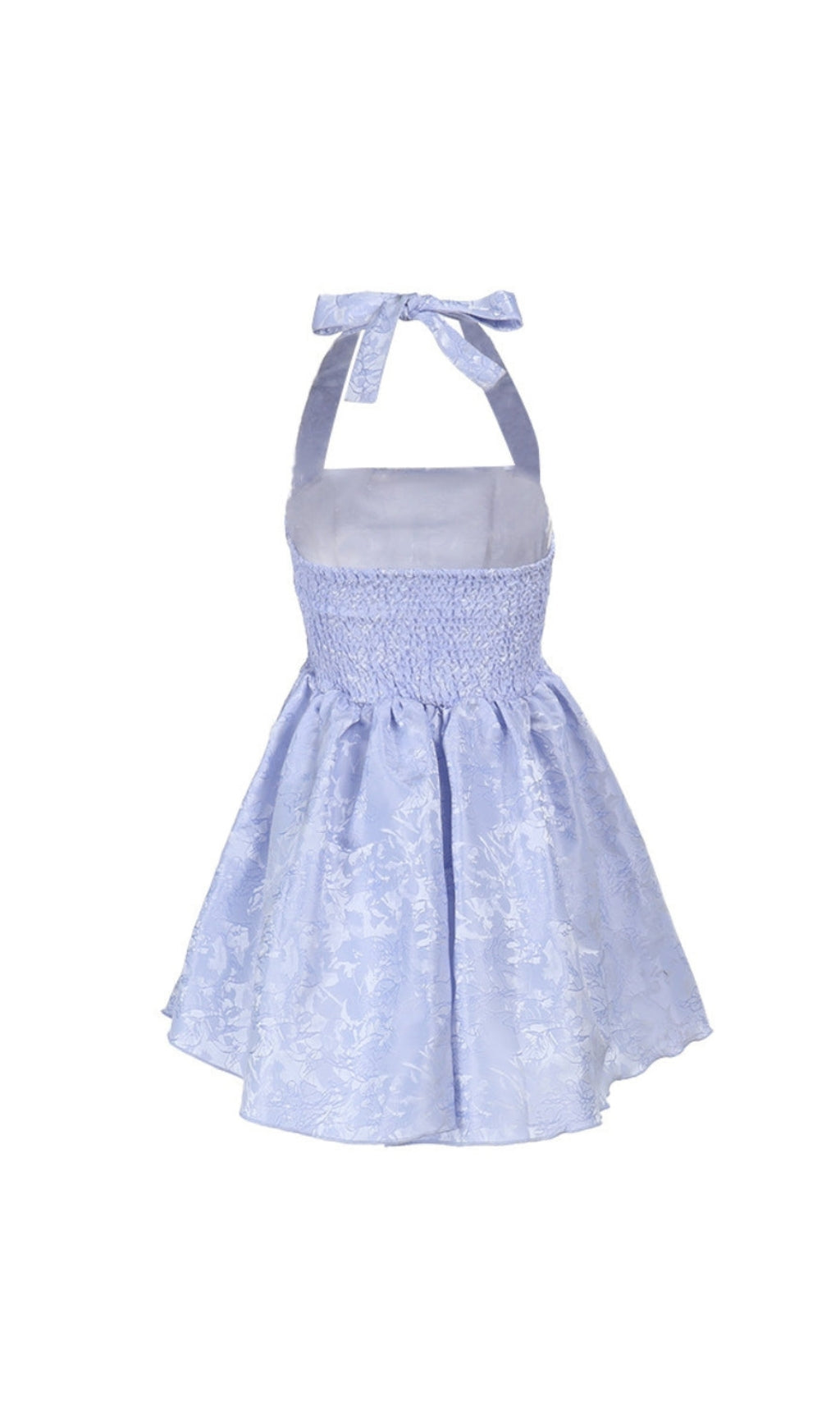 AIIZIE DEBORAH HALTERNECK FLORAL FLARE MINI DRESS IN BLUE - product image