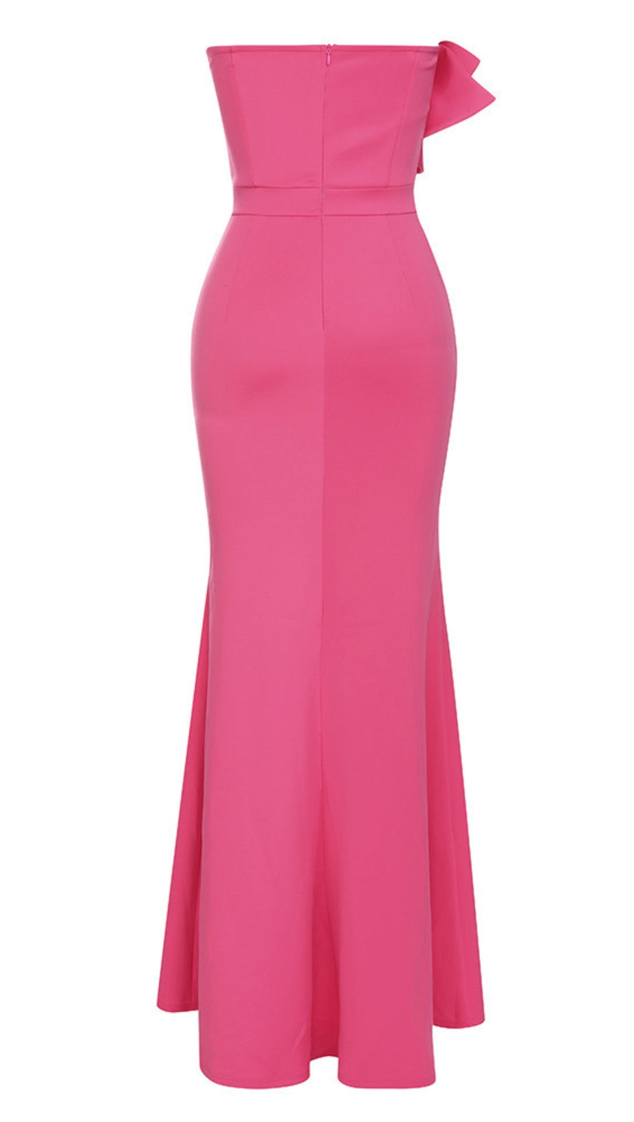 STRAPLESS RUFFLED MERMAID MAXI DRESS IN PINK