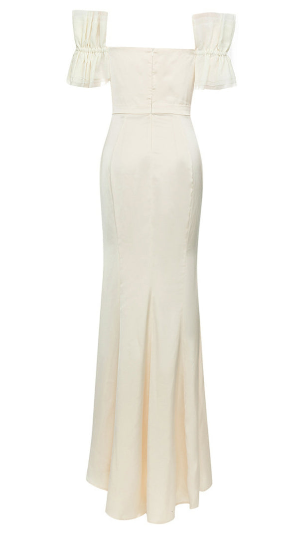 AIIZIE OFF - SHOULDER RUFFLED - SLEEVE MERMAID MAXI DRESS IN LVORY - product image
