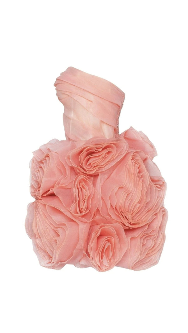 AIIZIE GEORGIA APPLIQUÉD ORGANZA CORAL MINI DRESS - product image