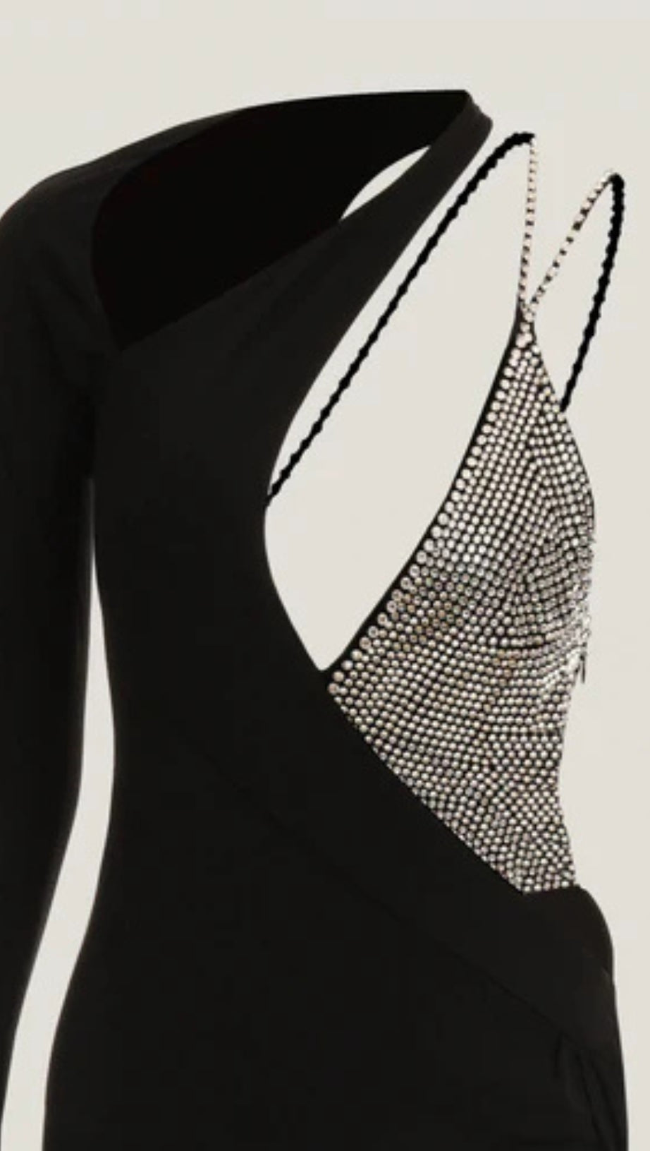 ASYMMETRIC CRYSTAL-EMBELLISHED DRESS