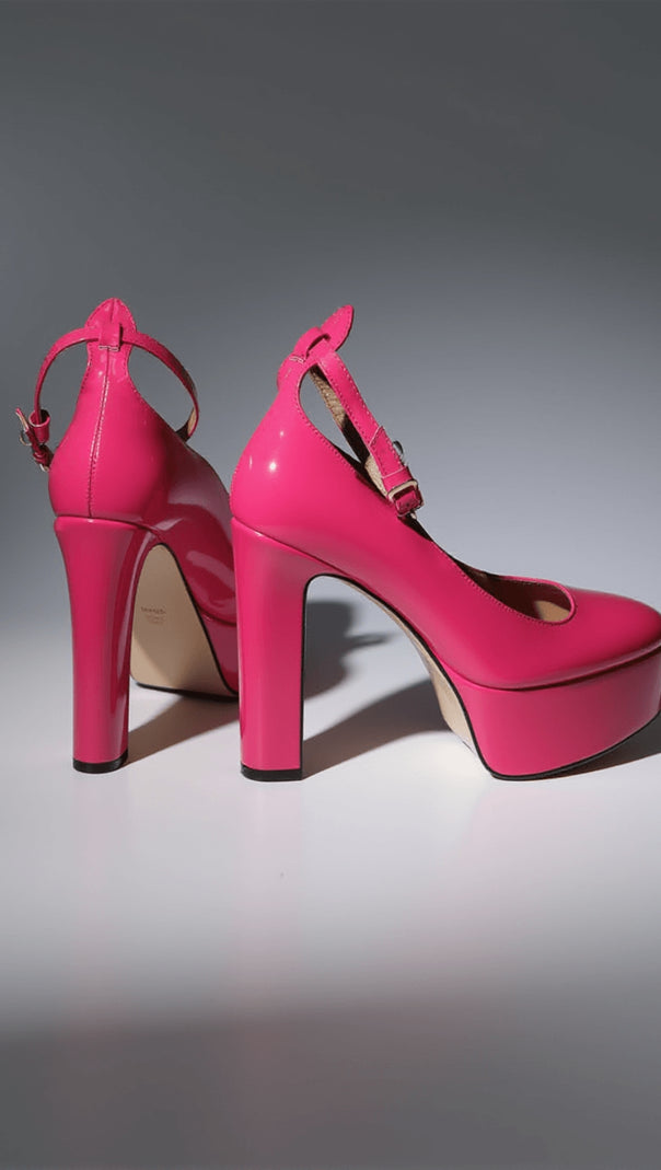 AIIZIE KALEA LEATHER PLATFORM HEELS IN HOT PINK - product image