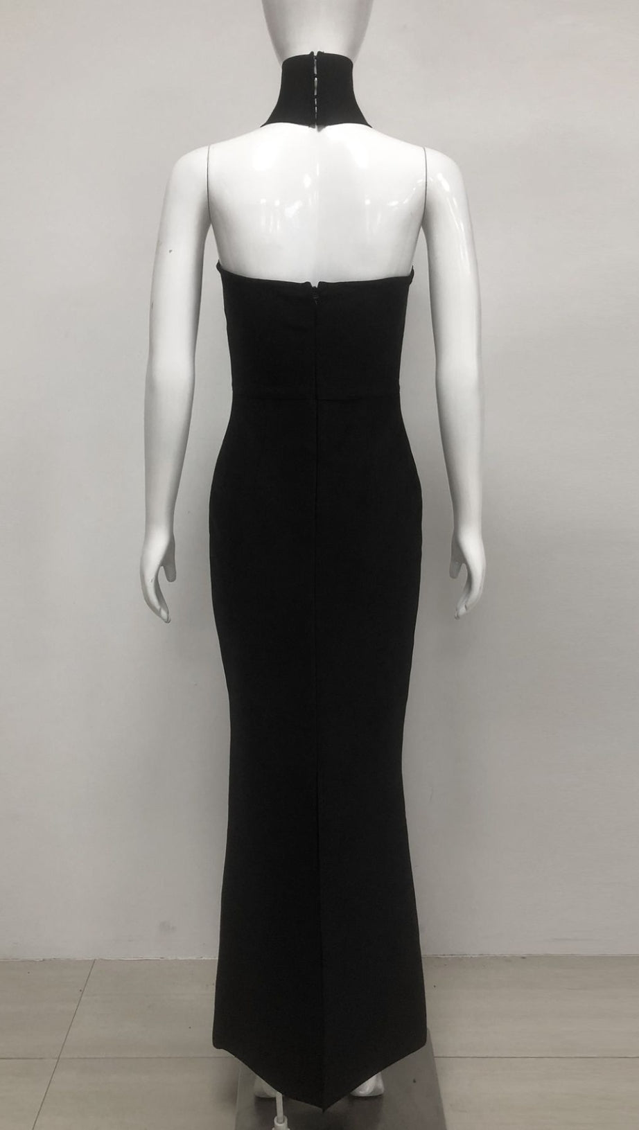 STRAPLESS RHINESTONE - ACCENT CUTOUT MERMAID GOWN IN BLACK