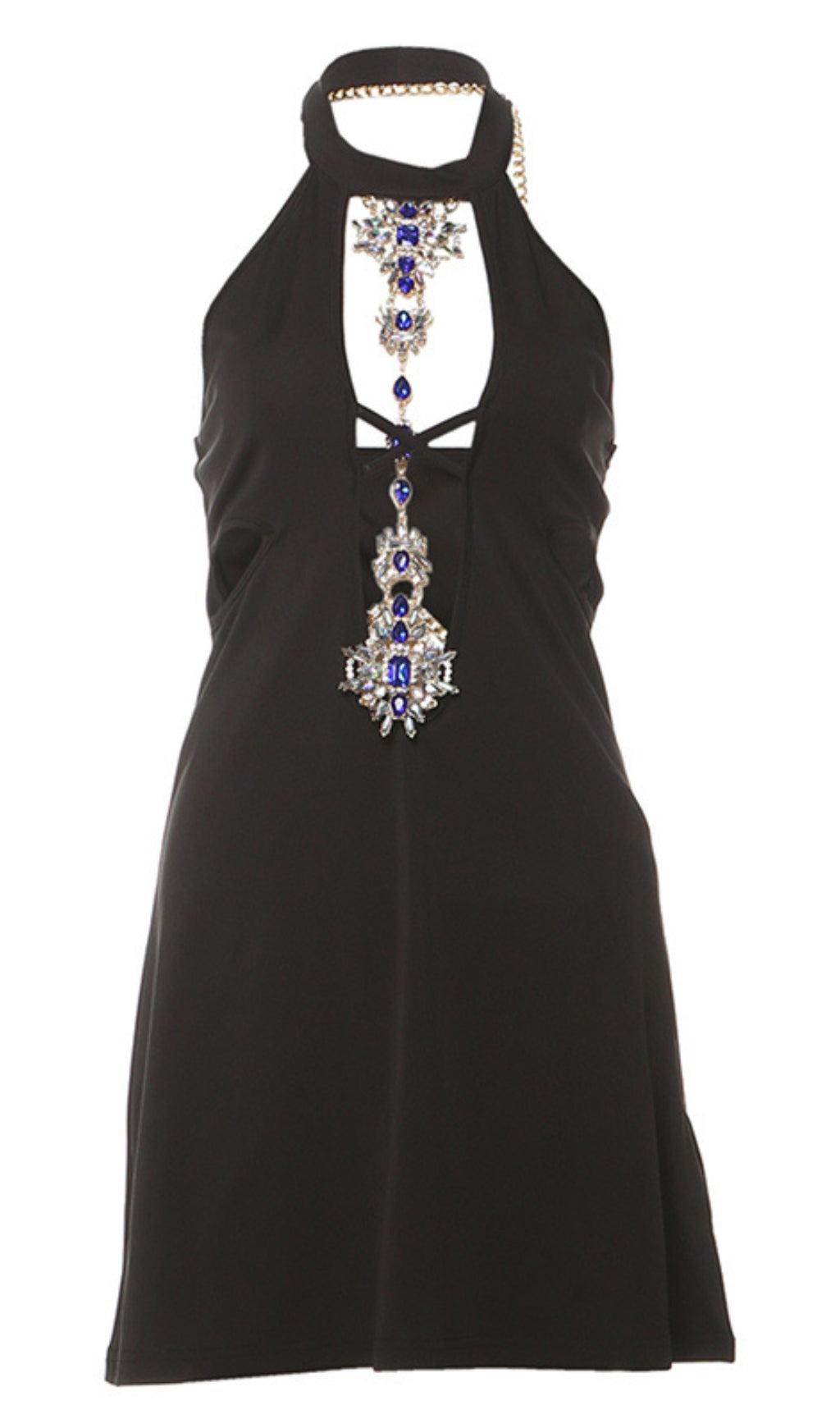 SCHWARZES CLUB-MINIKLEID MIT NECKHOLDER-AUSSCHNITT