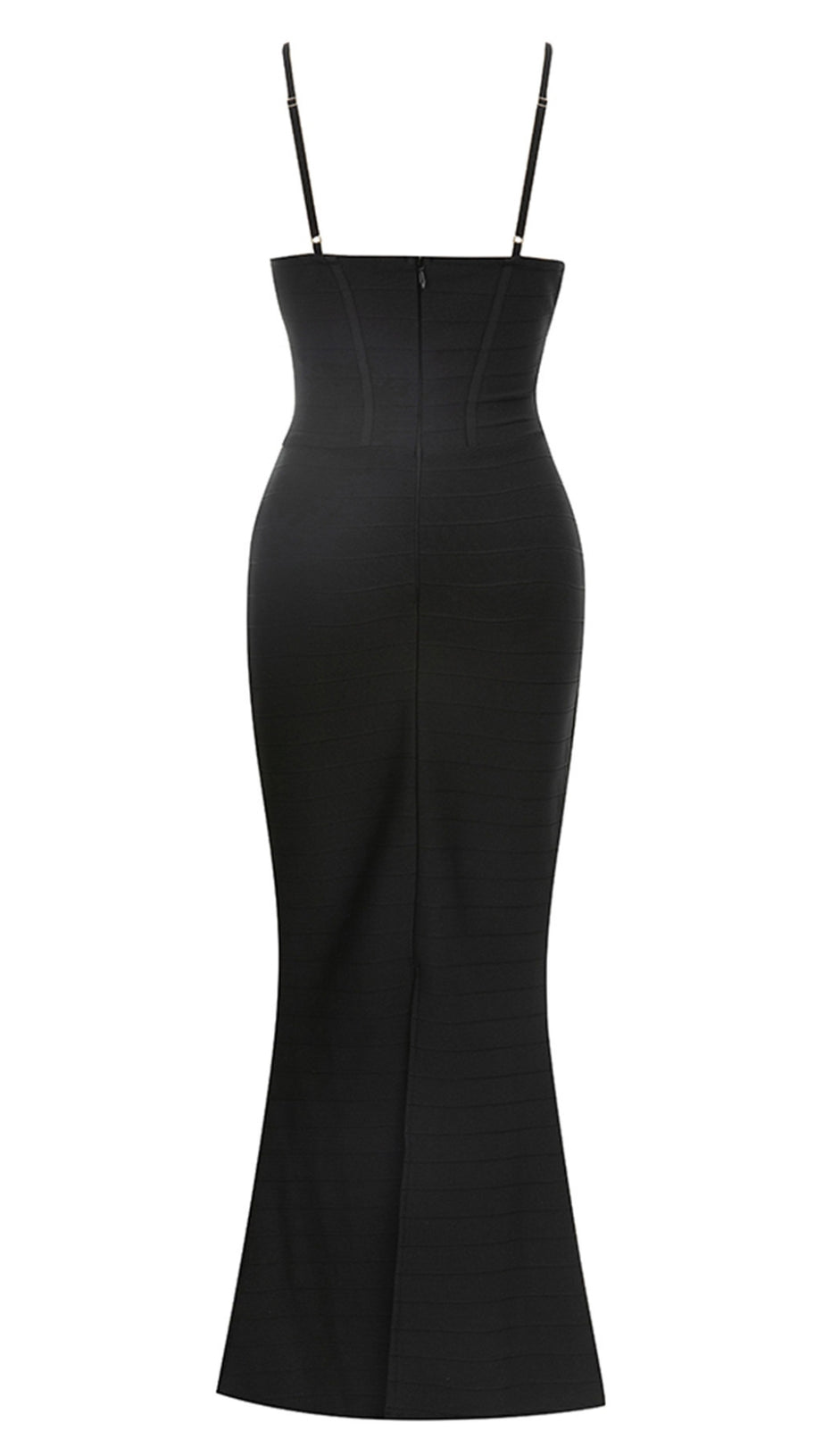 Riemchen-Pailletten-Verzierungs-Bandage-Midikleid in Schwarz