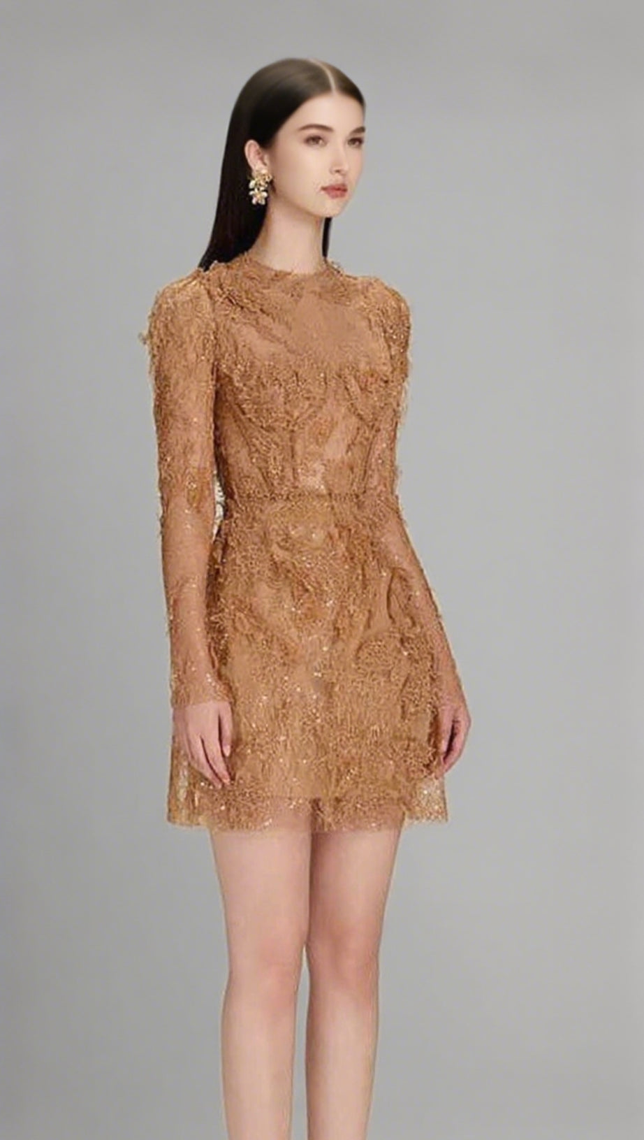 FLORAL AND RAMAGE EMBROIDERY MIDI DRESS