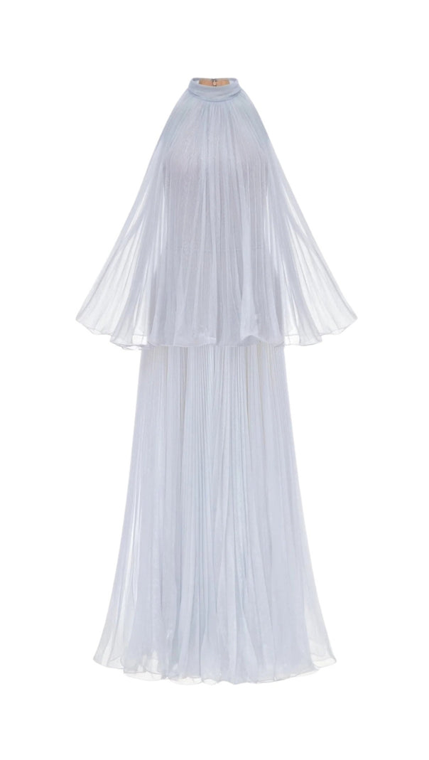 AIIZIE BELINDA VIOLET PLEATED TULLE SLEEVELESS MAXI DRESS - product image