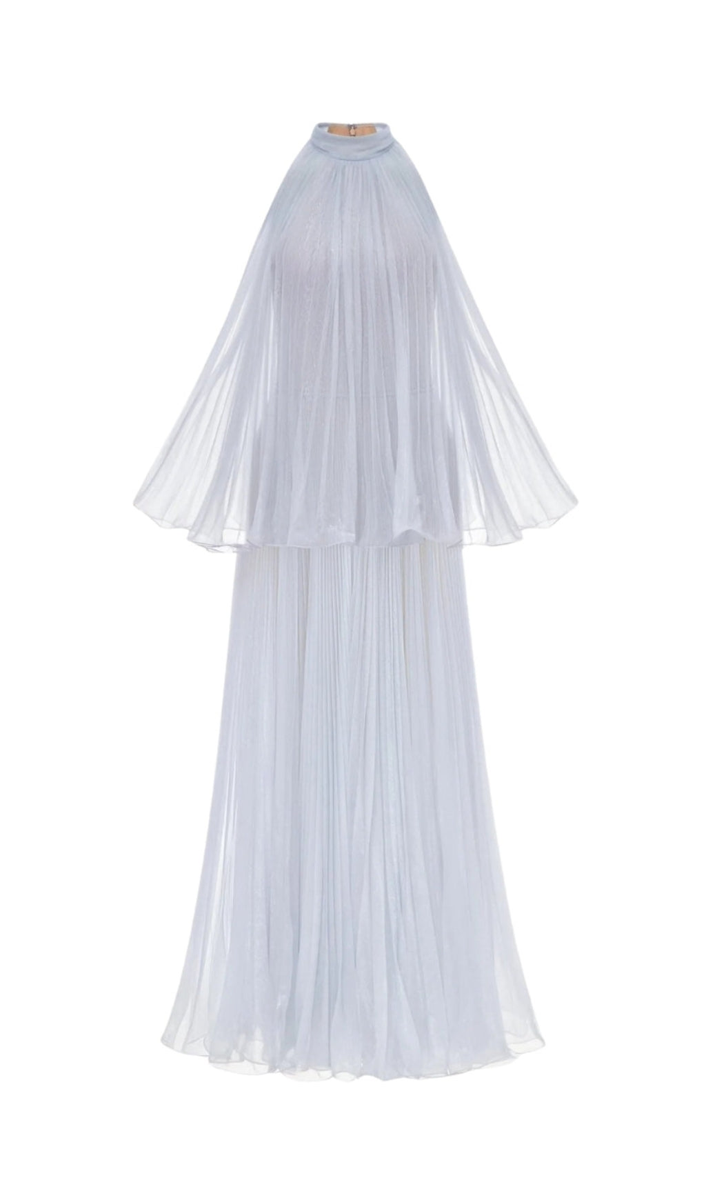 BELINDA VIOLET PLEATED TULLE SLEEVELESS MAXI DRESS