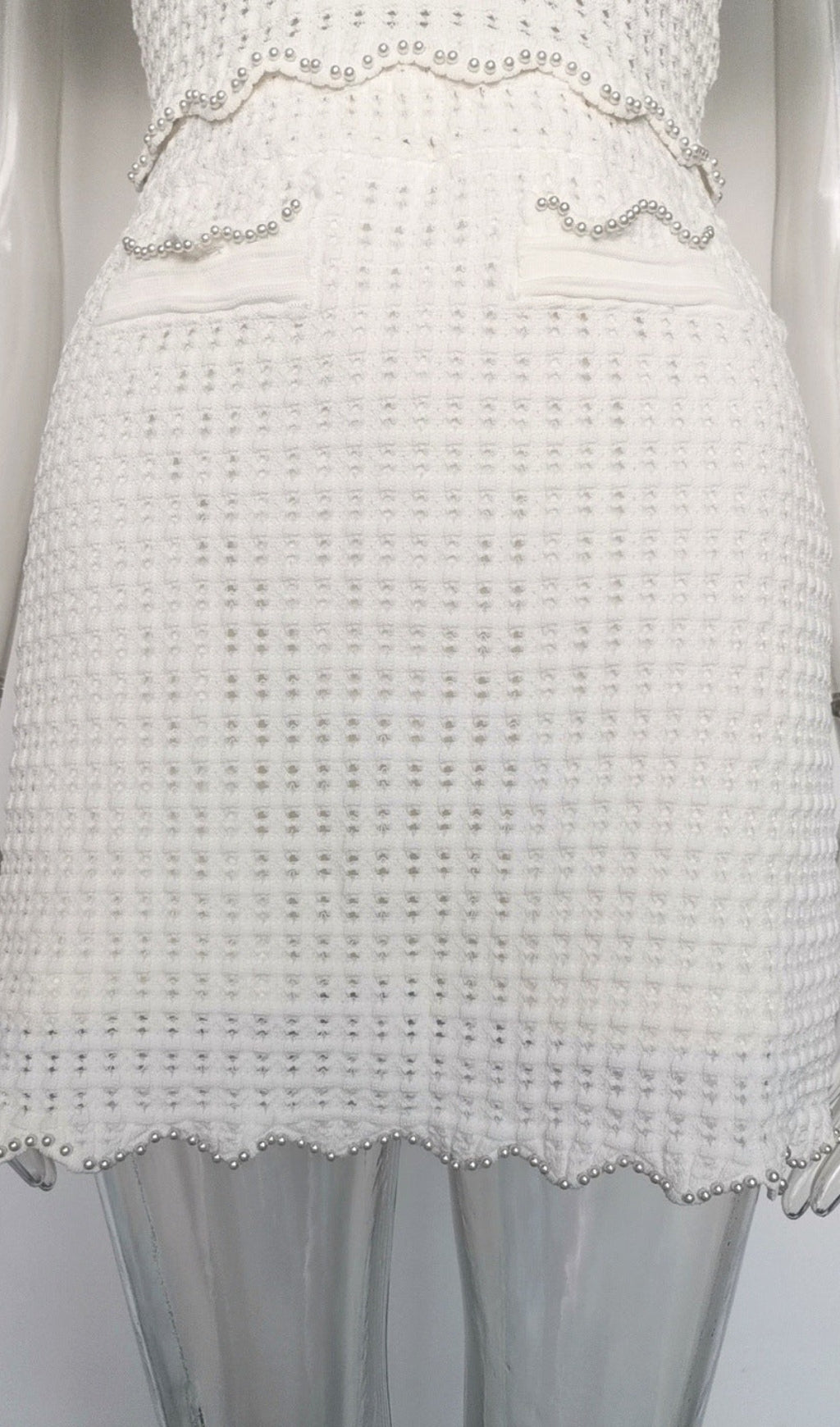 AIIZIE ANGELA RUFFLE TRIM PEARL BEADED KNIT SWEATER - product image