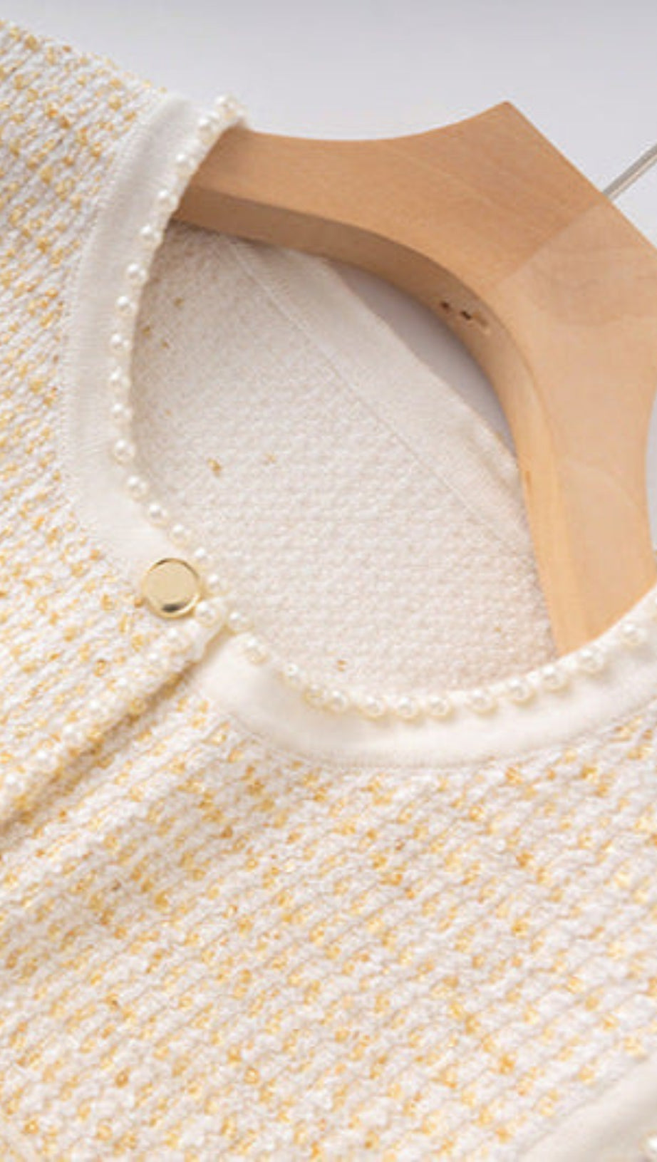 CELESTE TWEED BUTTON-FRONT VEST PLEATED SKIRT SET IN APRICOT