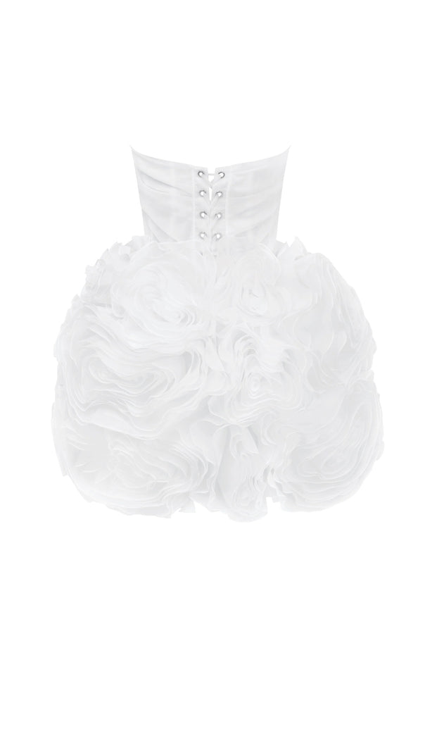 AIIZIE GEORGIA APPLIQUÉD ORGANZA WHITE MINI DRESS - product image
