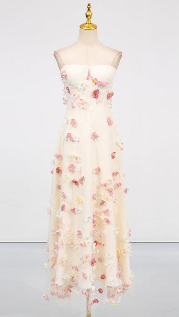 AIIZIE OFF-SHOULDER EMBROIDERED MAXI DRESS IN APRICOT - product image