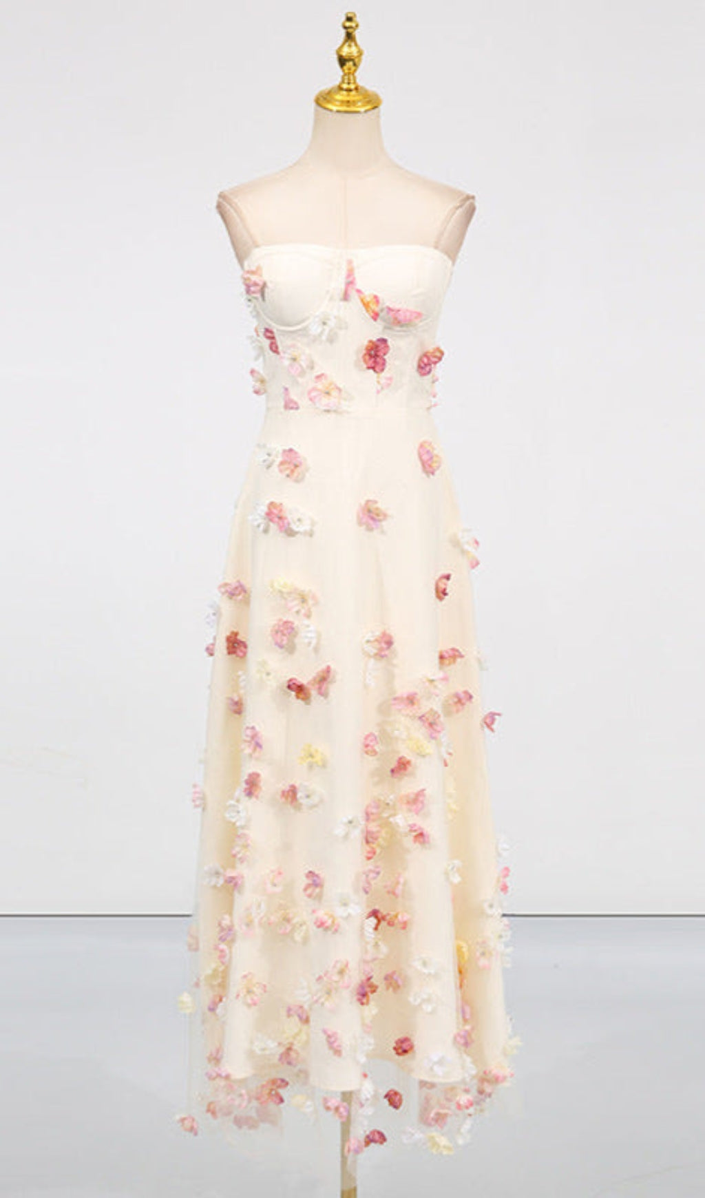 AIIZIE OFF-SHOULDER EMBROIDERED MAXI DRESS IN APRICOT - product image