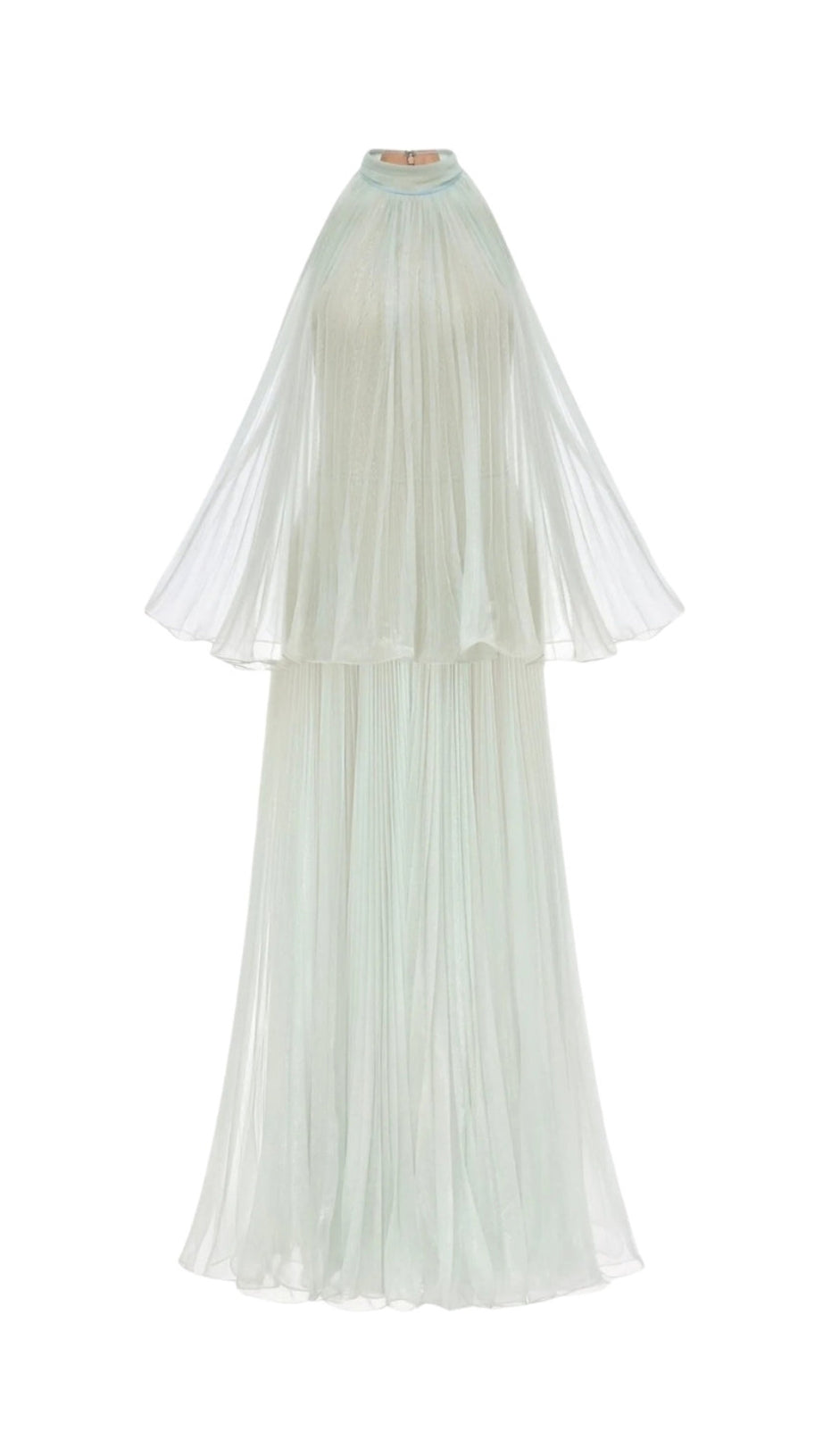 BELINDA MINT PLEATED TULLE SLEEVELESS MAXI DRESS