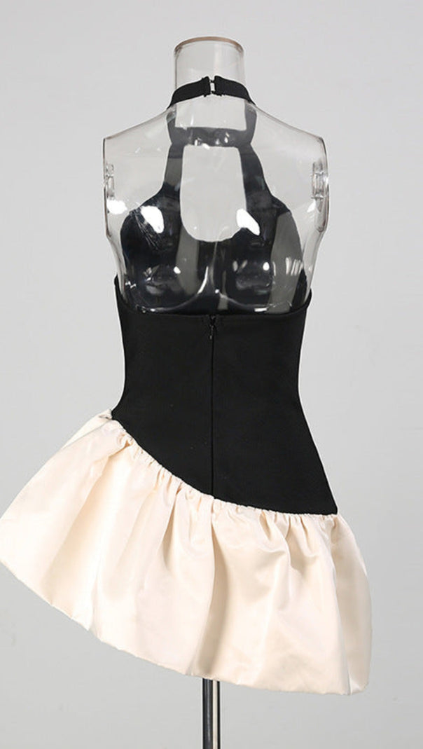 AIIZIE LYUBA 3D FLOWER CONTRAST COLOR BANDAGE MINI DRESS - product image