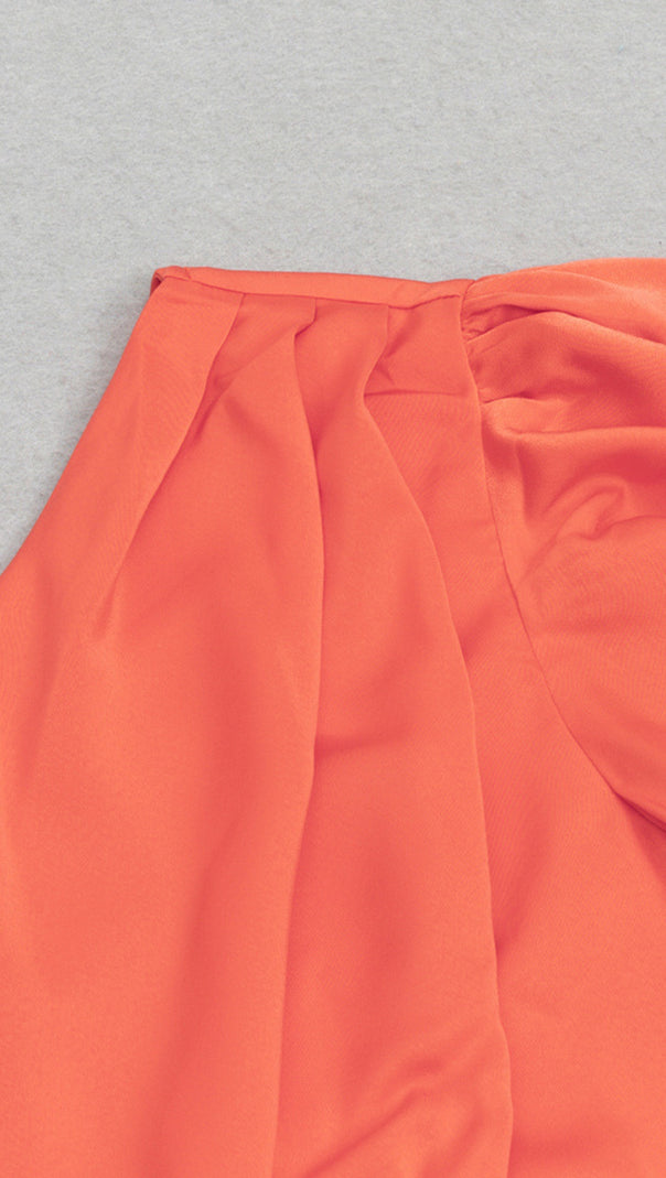 AIIZIE ONE - SHOULDER RUFFLED MIDI DRESS IN ORANGE - product image