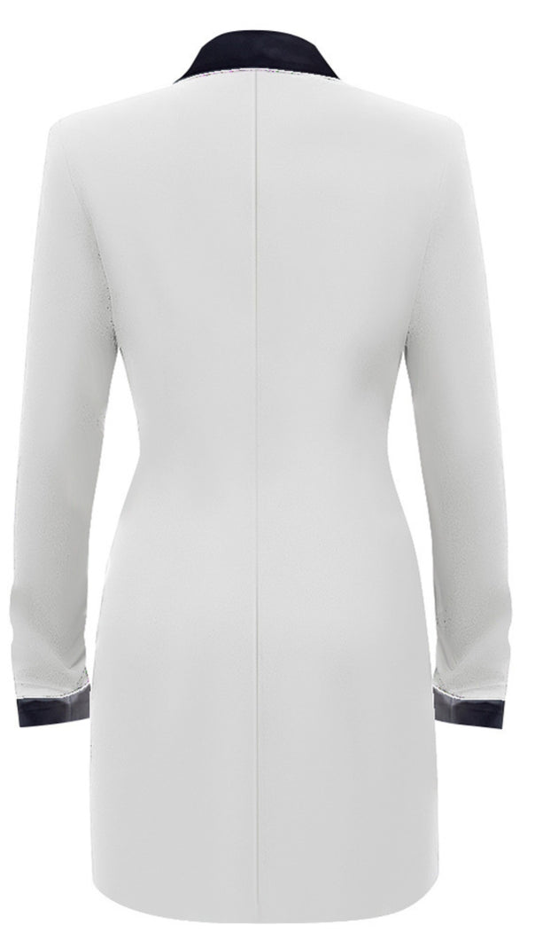 AIIZIE WHITE - TRIM DOUBLE - BREASTED BLAZER DRESS IN WHITE - product image