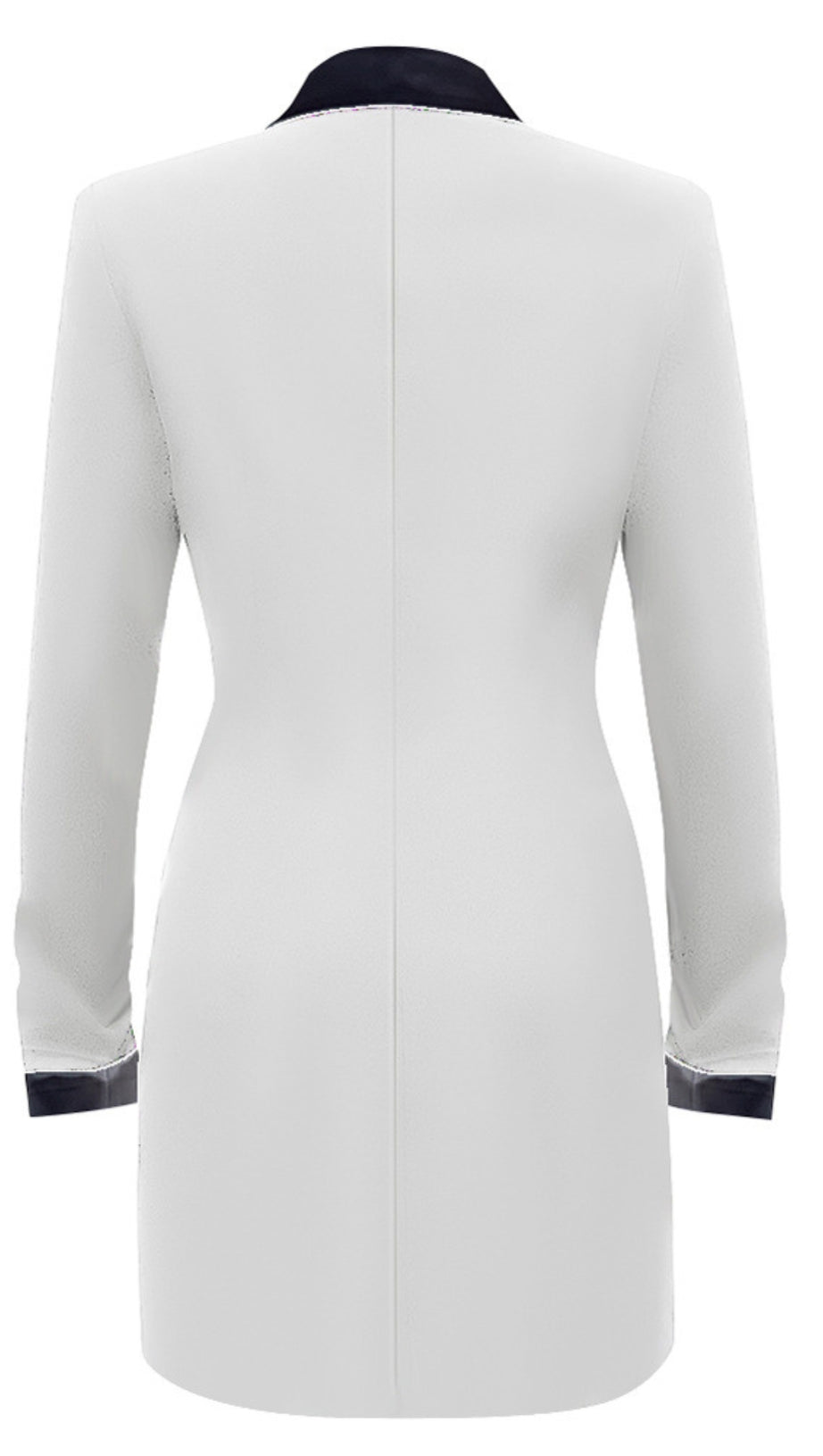 WHITE - TRIM DOUBLE - BREASTED BLAZER DRESS IN WHITE
