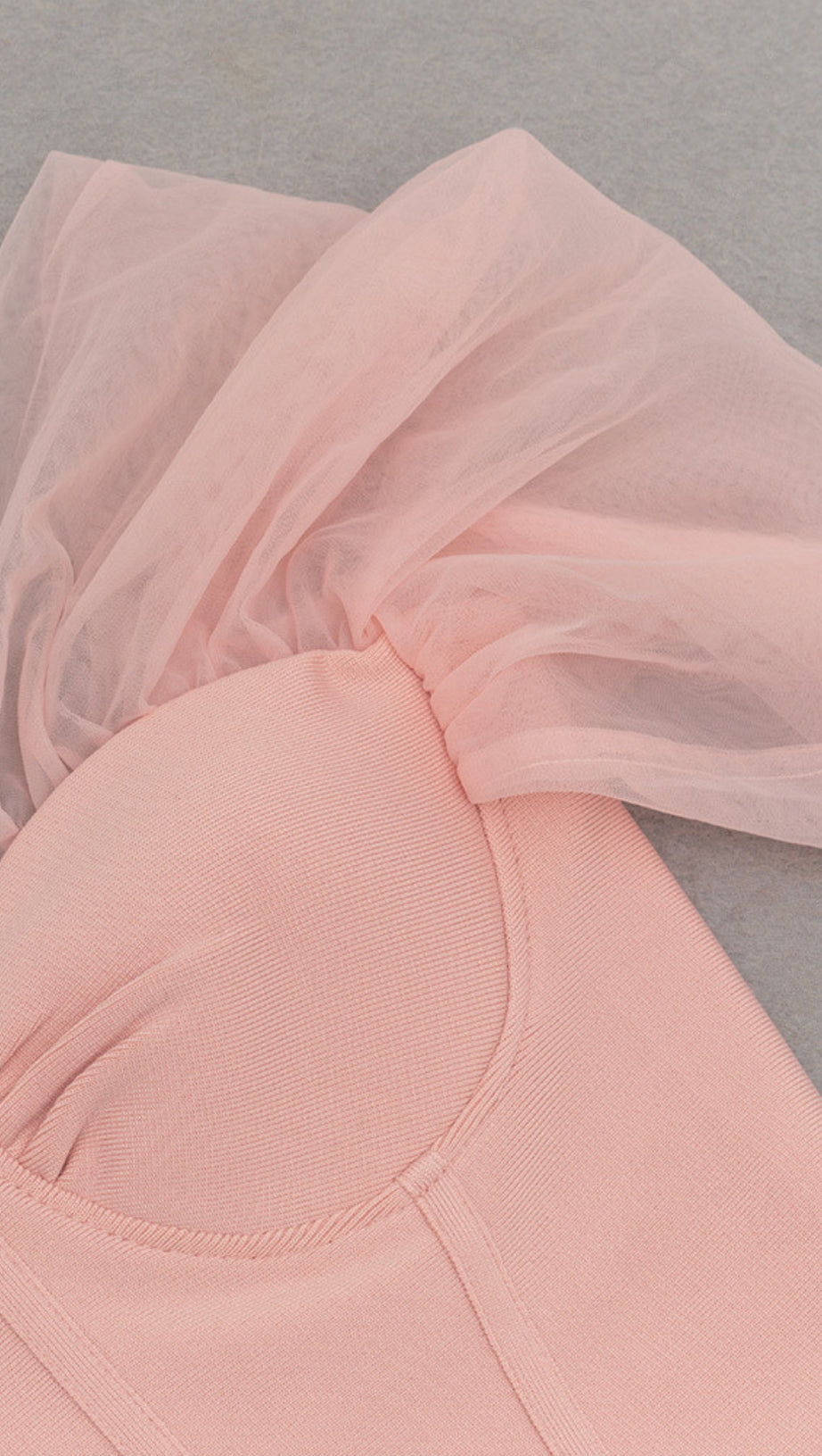 OFF - SHOULDER ORGANZA - SLEEVE MERMAID MIDI DRESS IN PINK