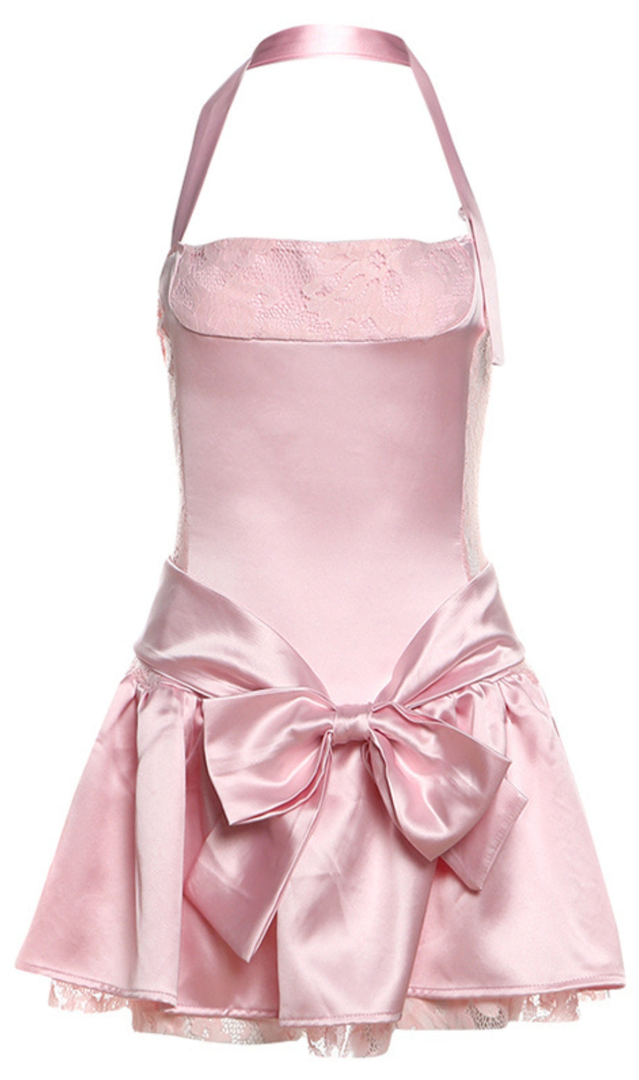 Mini abito Hoco con fiocco in raso rosa 