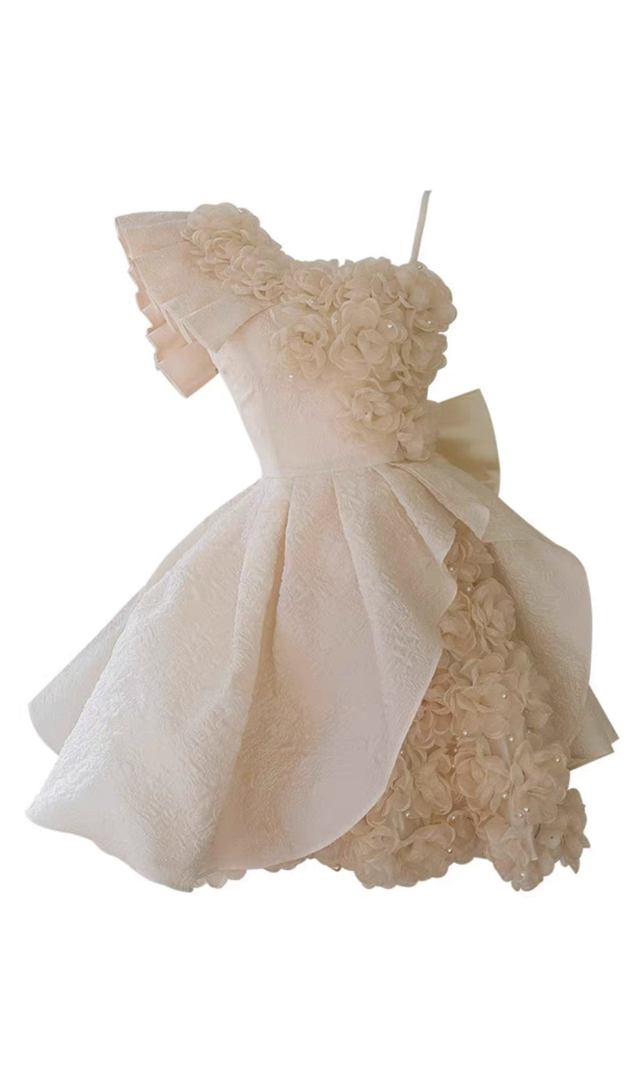 Flower Mini Dress In Beige