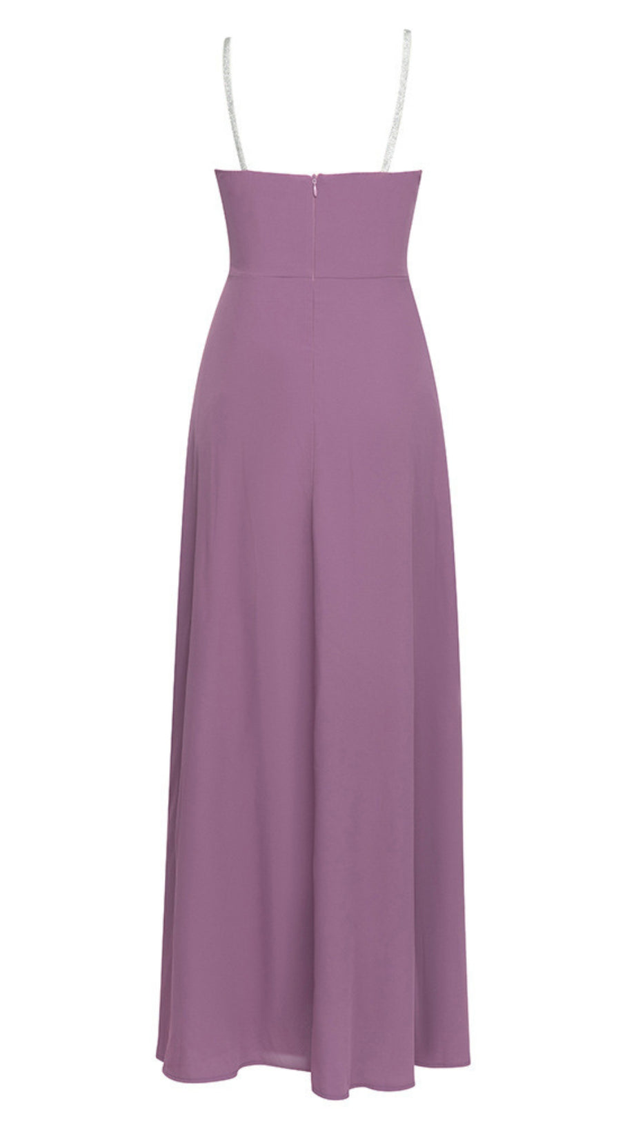 PLEATED - BUSTIER SIDE - SLIT MAXI DRESS IN LILAC