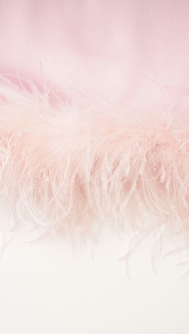 AIIZIE FLAVIA SATIN FEATHER TOP & SKIRT MATCHING SET - product image