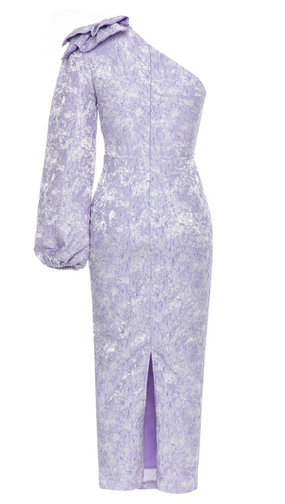 Geblümtes Midikleid mit One-Shoulder-Schleife in Flieder