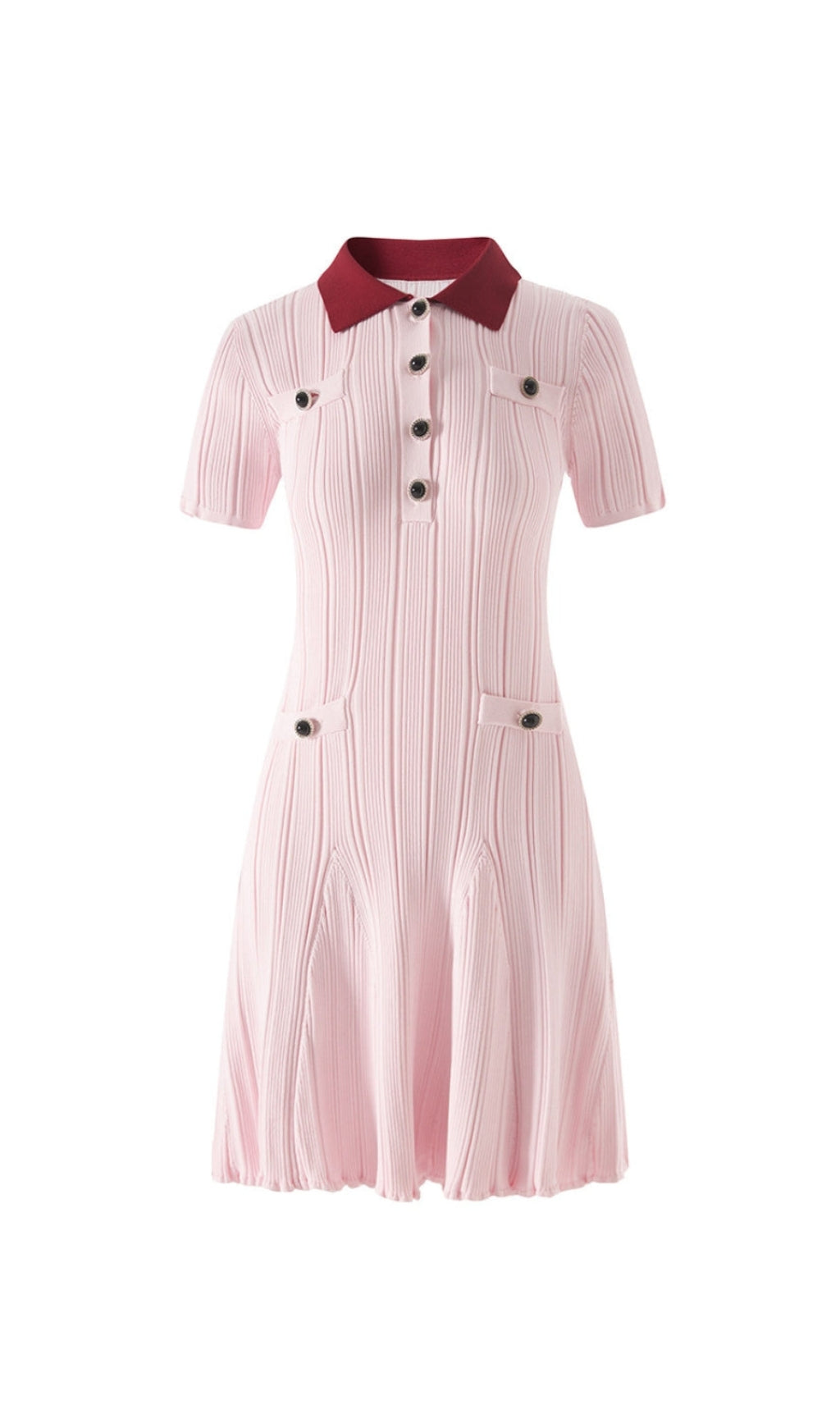 CHRISTINE PINK CONTRAST COLLAR KNIT MINI DRESS