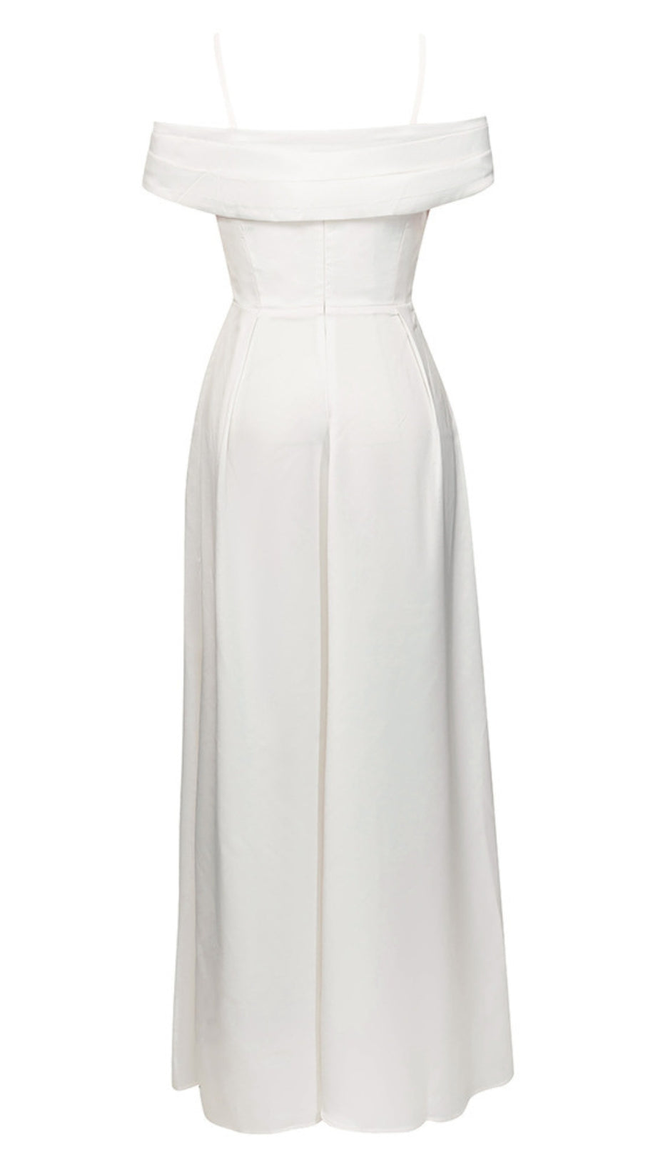 SEQUIN - ACCENT OFF - SHOULDER MAXI DRESS IN WHITE