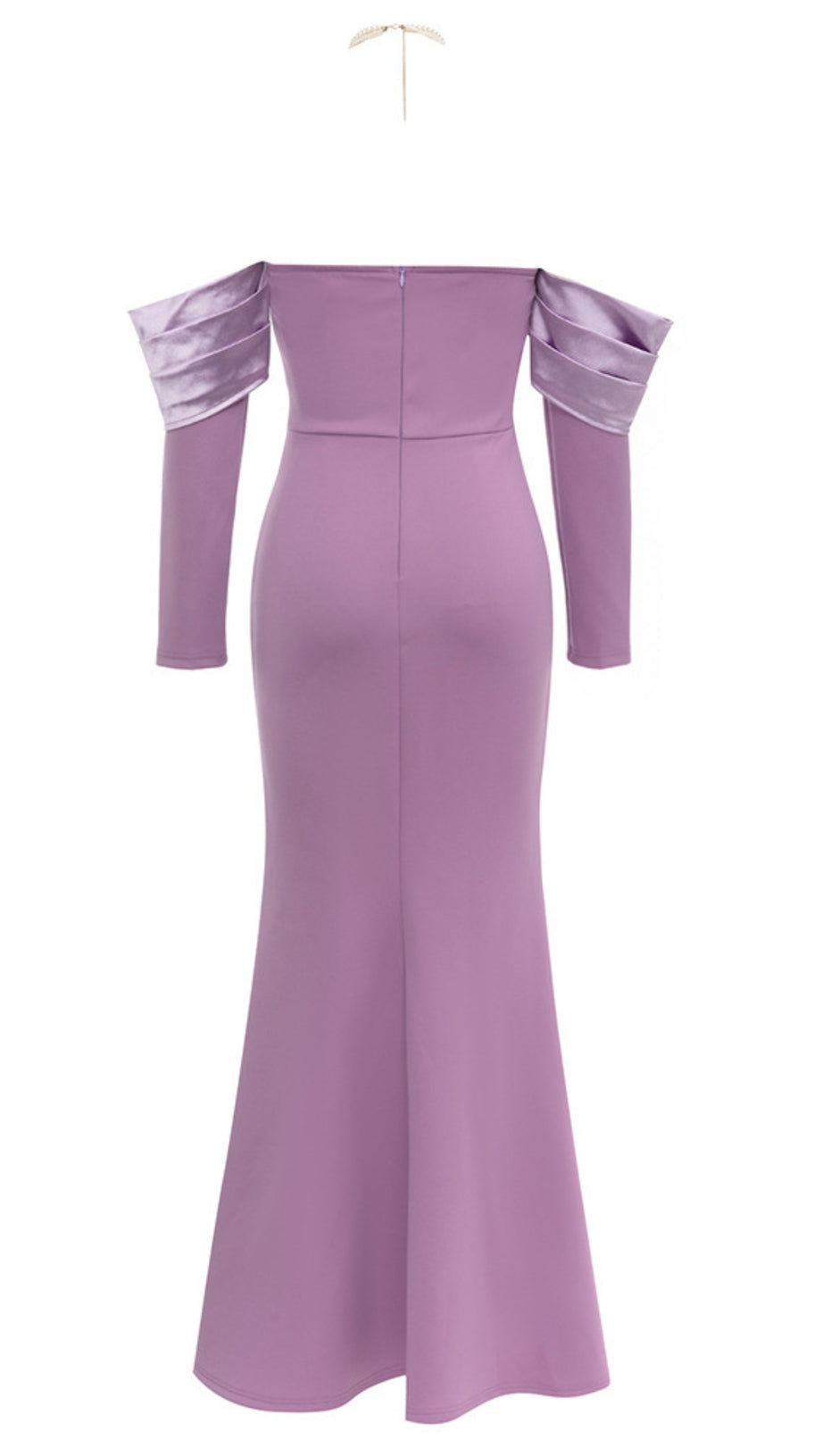 HALTER NECK SPLIT - SLEEVE SLIT MERMAID MAXI DRESS IN LILAC