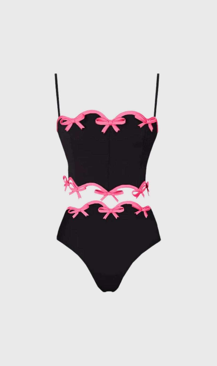 Costume da bagno con fiocco e spaghetti al papavero