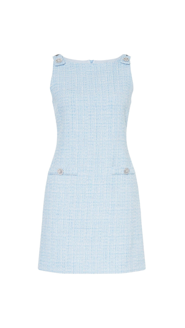AIIZIE HALTER NECK TWEED VEST MINI DRESS IN BLUE - product image