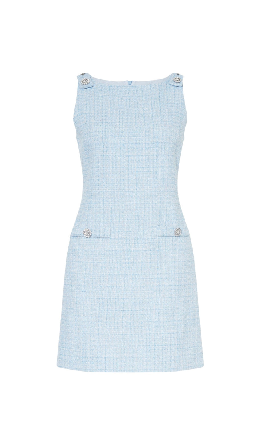 halter neck tweed vest mini dress in blue