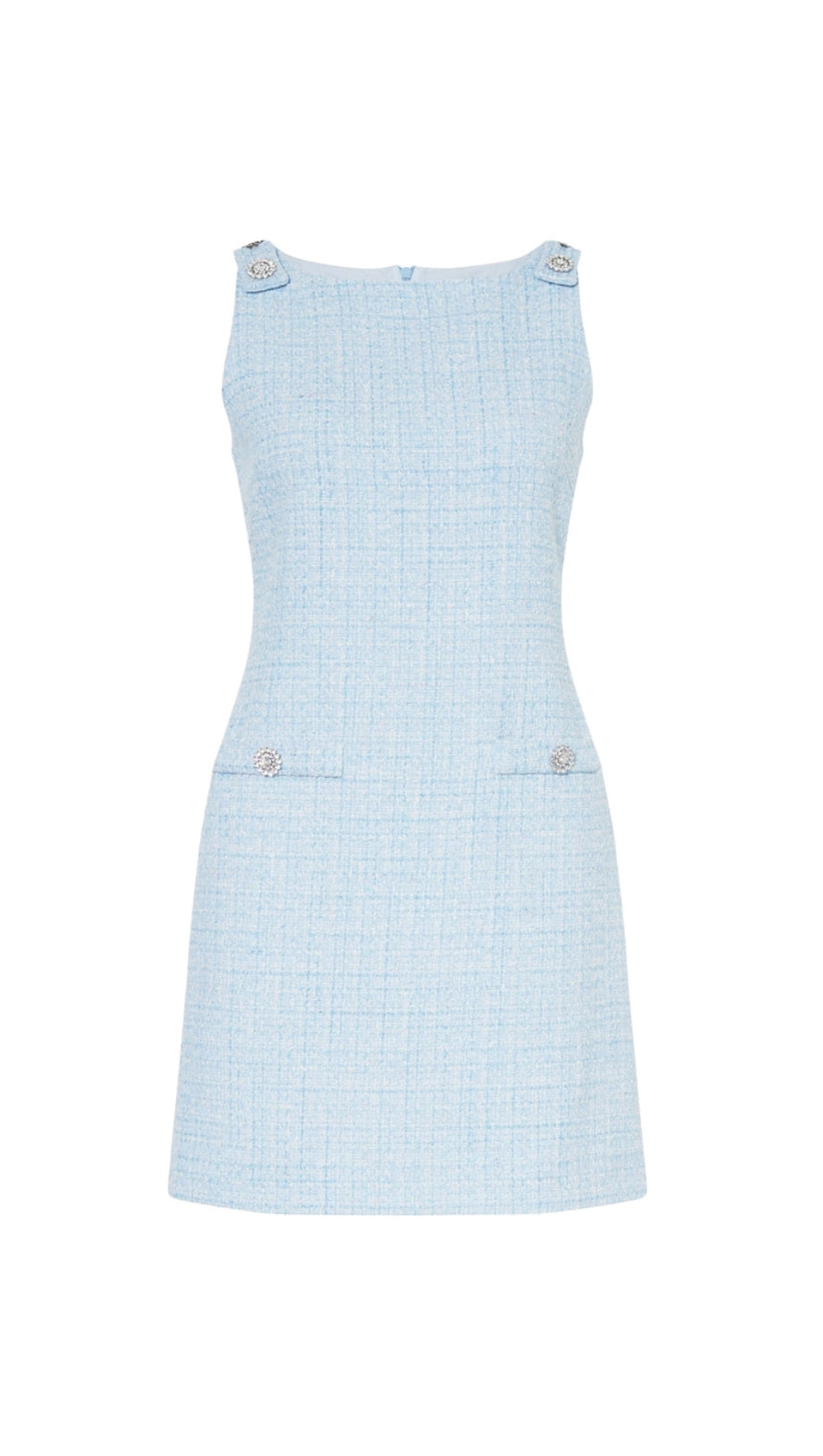 HALTER NECK TWEED VEST MINI DRESS IN BLUE