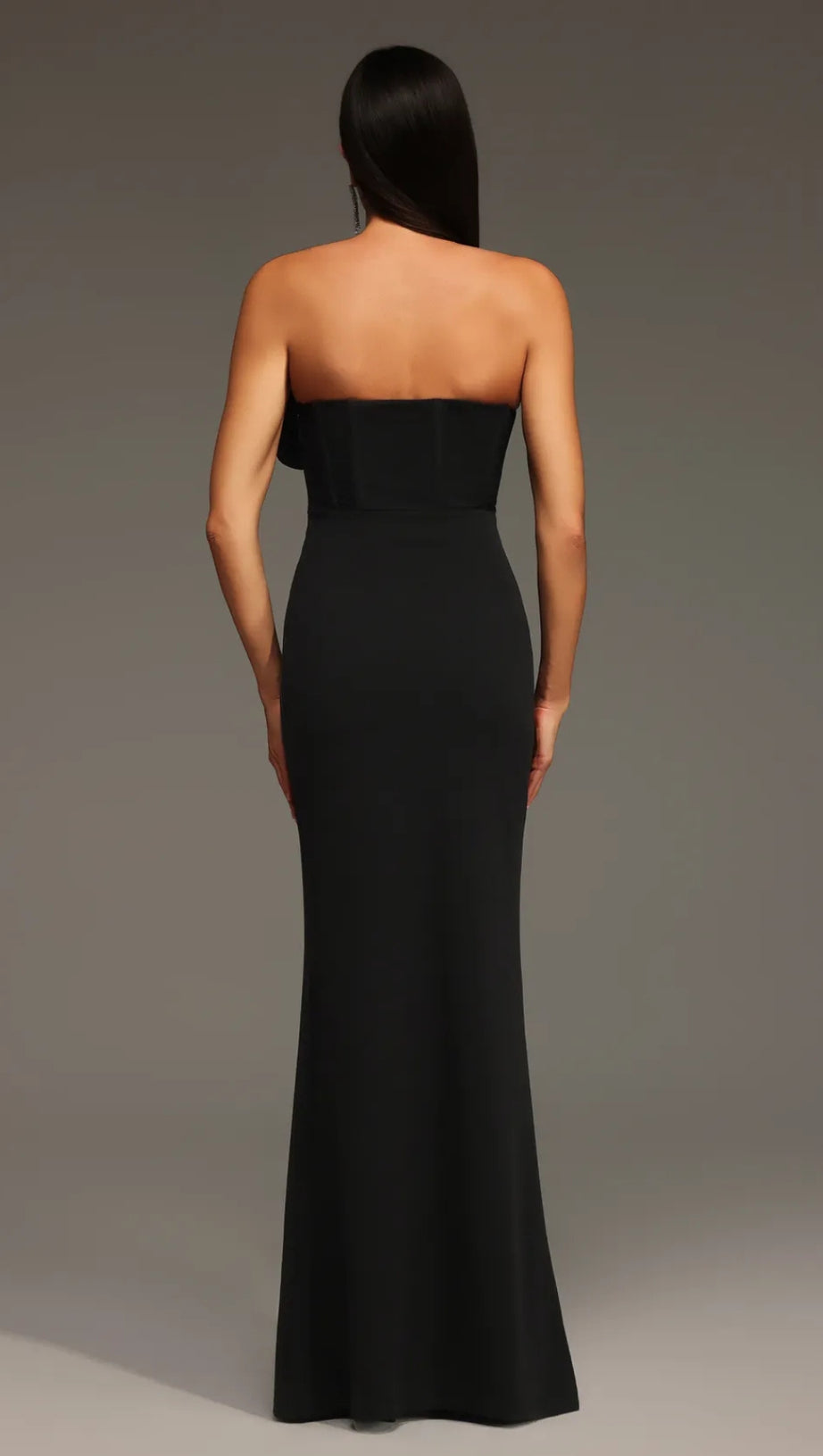 BLACK HELOISE FLOWERS SLIT STRAPLESS BANDAGE MAXI DRESS